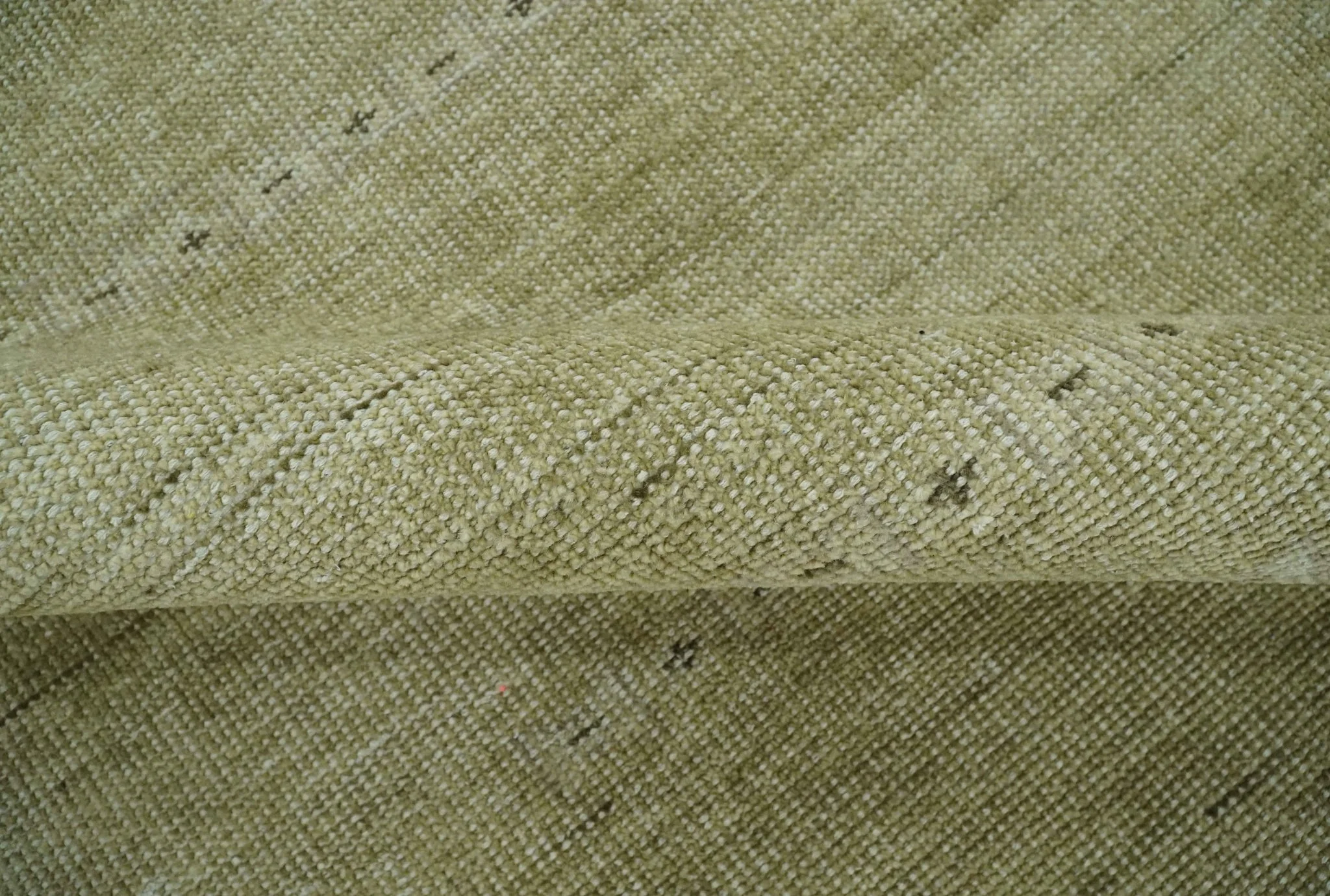 Warm Contemporary Hand Knotted Olive and Brown Design Custom Made Wool area rug - Image 5