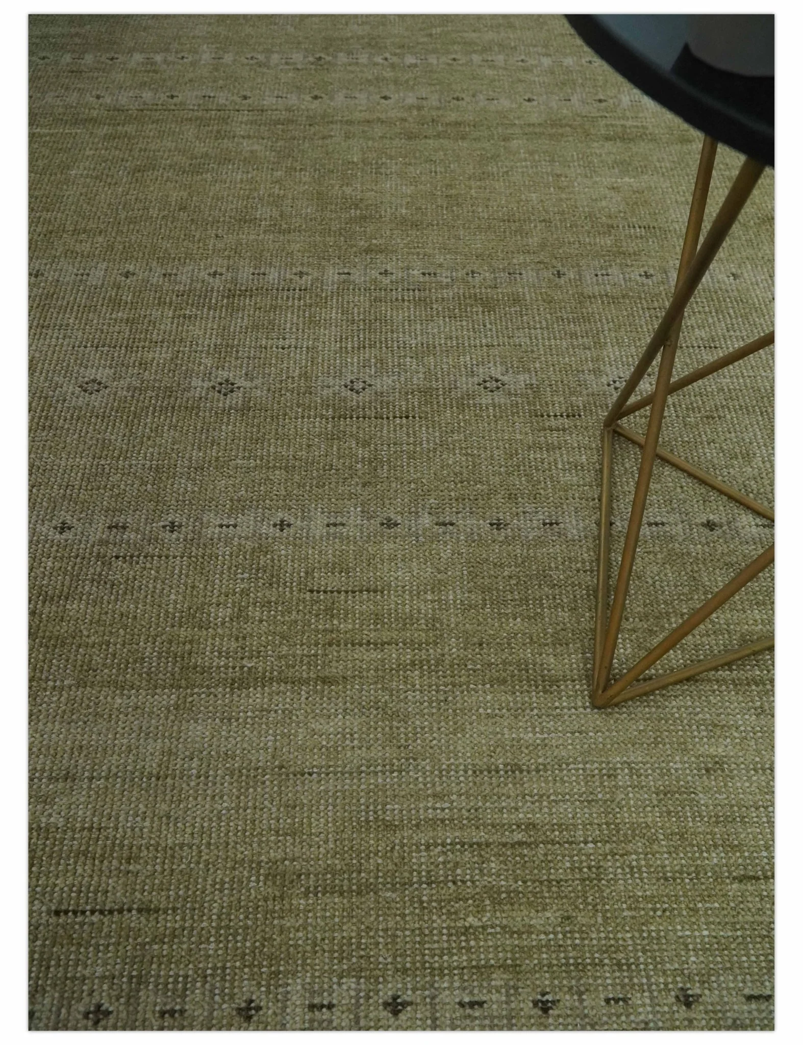 Warm Contemporary Hand Knotted Olive and Brown Design 8x10 Wool area rug - Image 2
