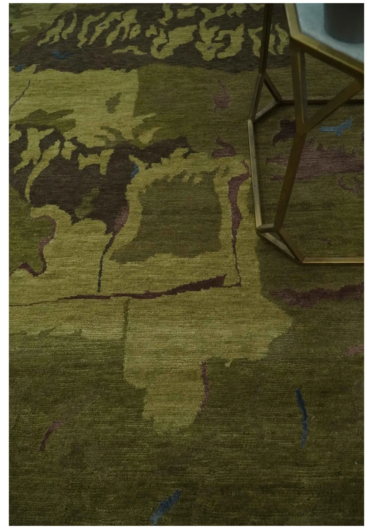 Olive and Brown Modern Abstract 6x9 Hand loom Wool and Silk Area Rug - Image 2