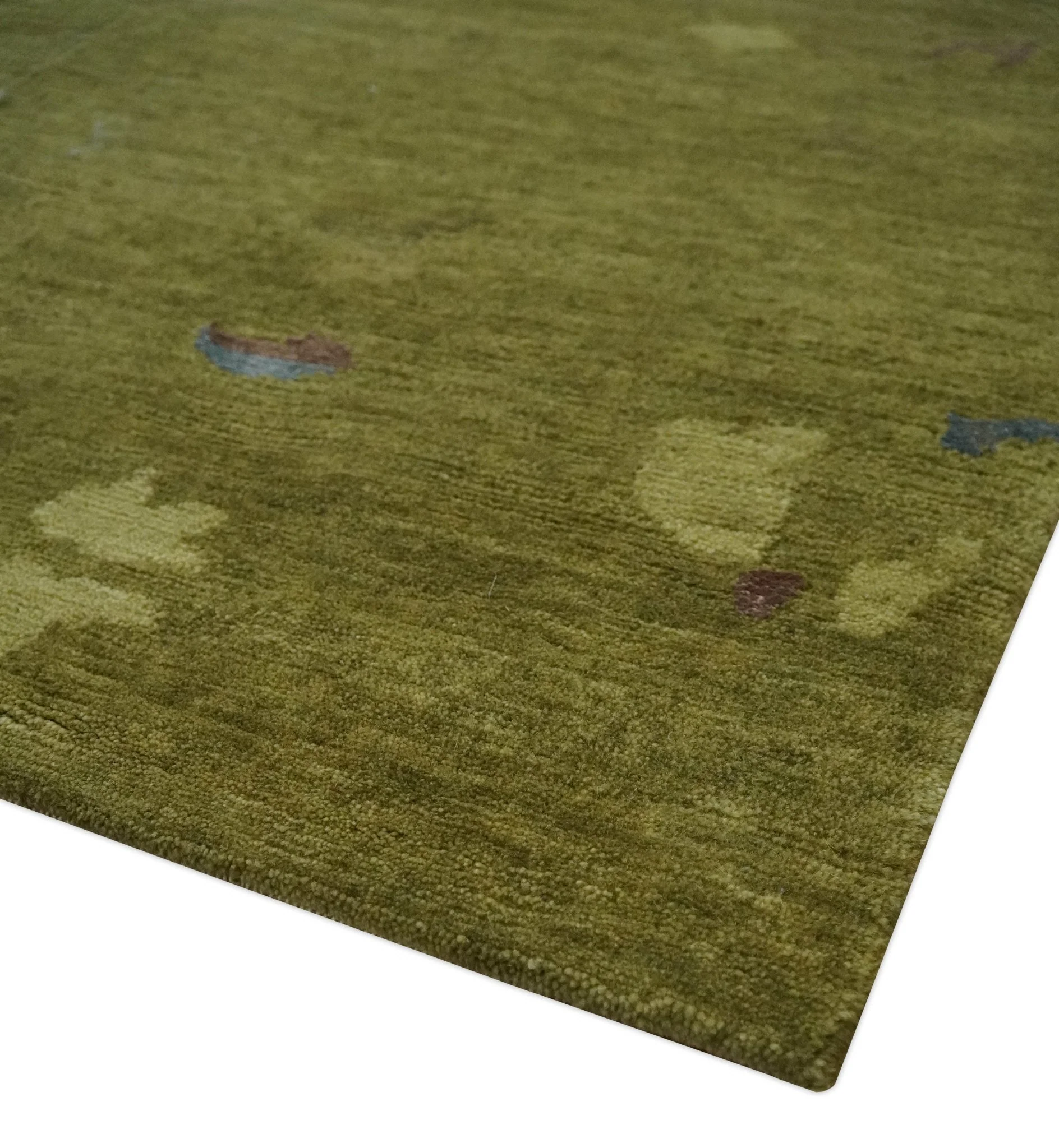 Olive and Brown Modern Abstract 6x9 Hand loom Wool and Silk Area Rug - Image 5