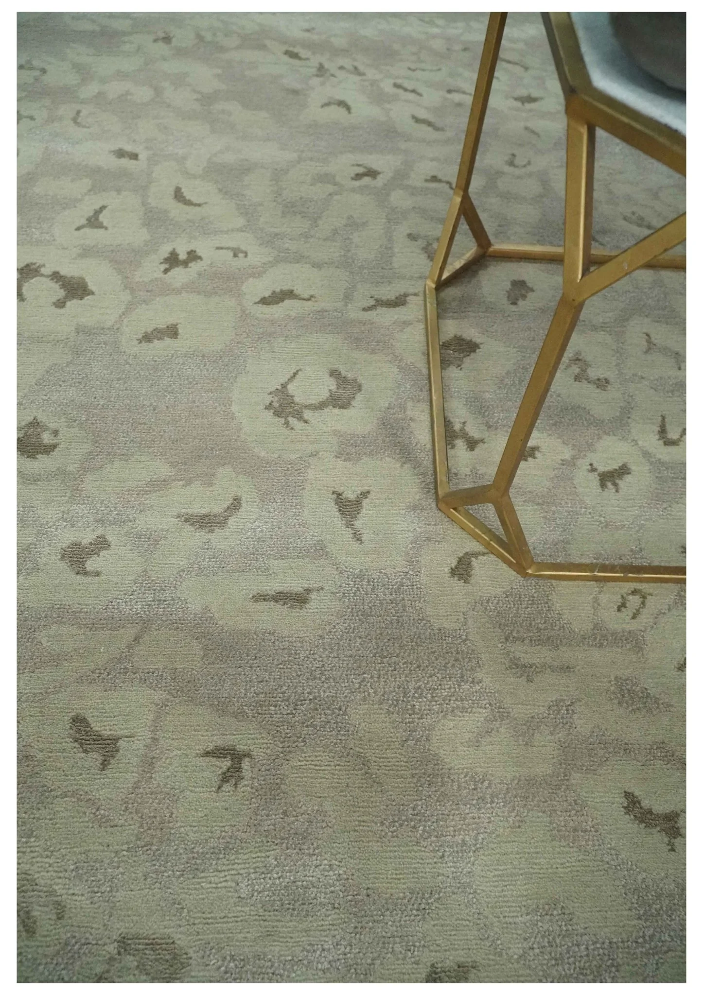 Olive and Dark Green and Silver 5x8 Hand Knotted Abstract Wool and Silk Area Rug - Image 2