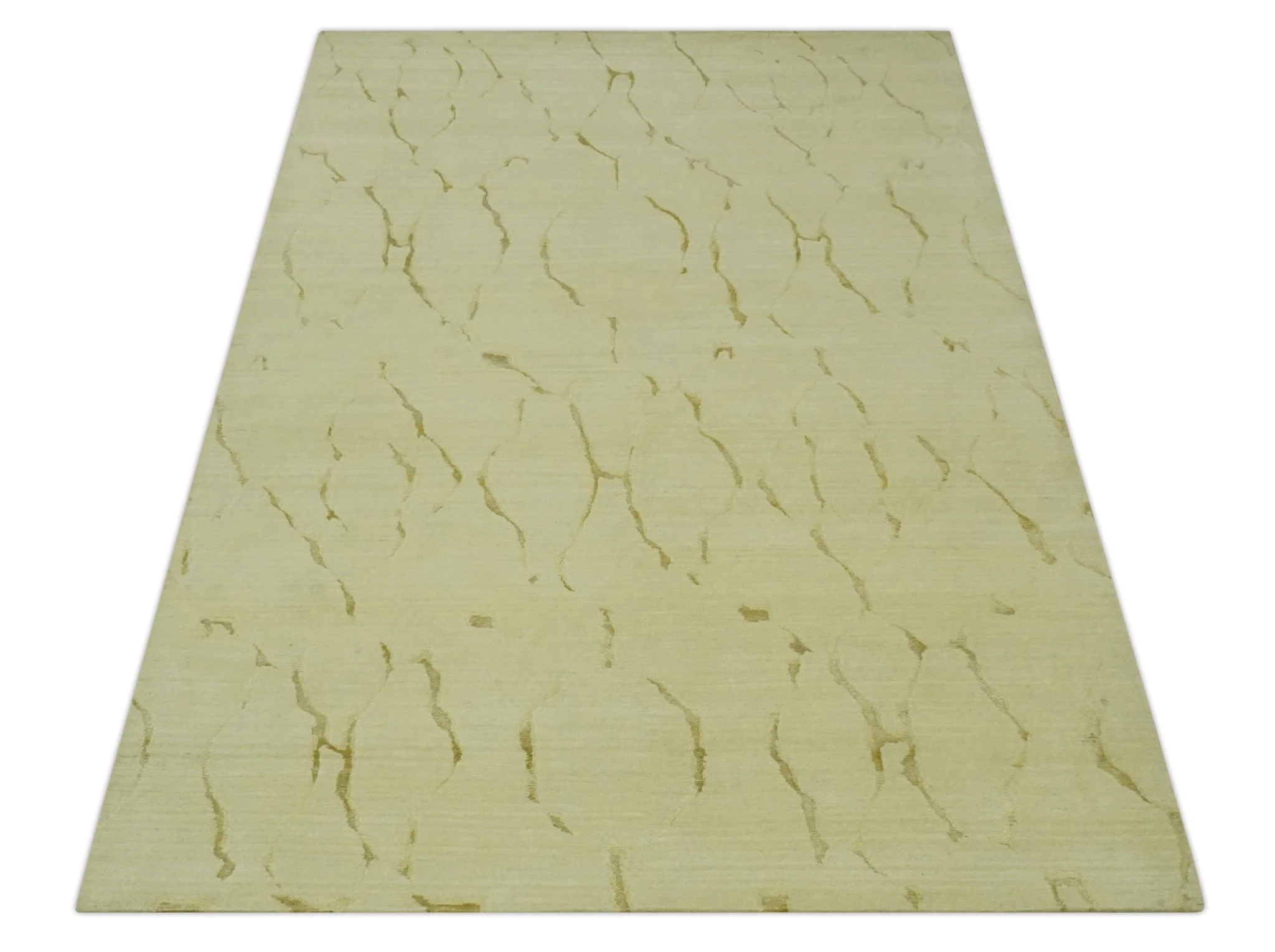 Olive and Gold Modern Abstract Design Hand loom 6x9 wool and Art silk Area Rug - Image 10