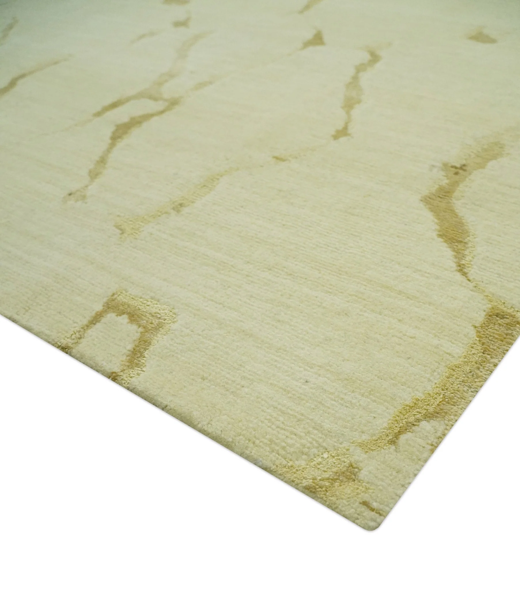 Olive and Gold Modern Abstract Design Hand loom 6x9 wool and Art silk Area Rug - Image 11