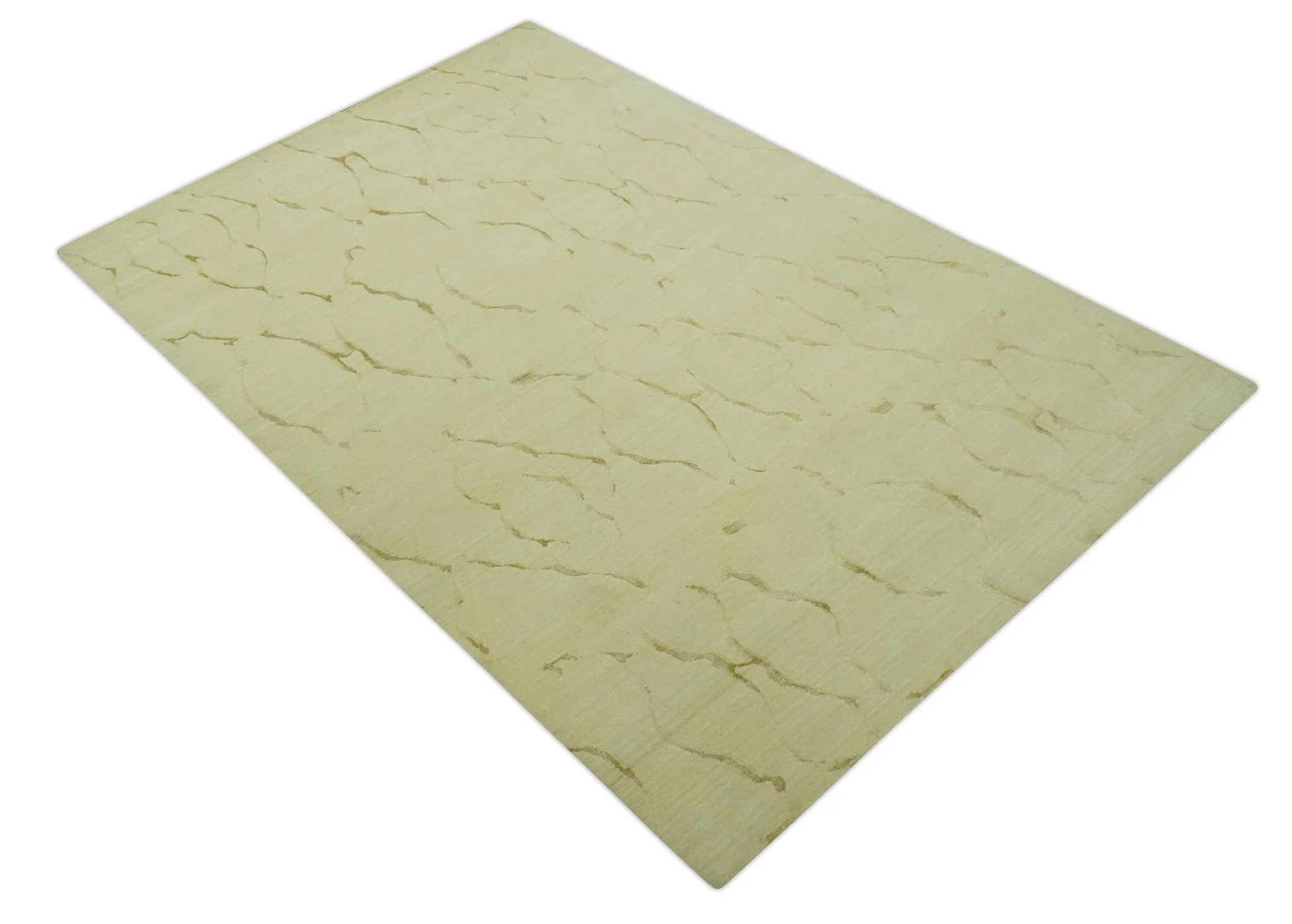 Olive and Gold Modern Abstract Design Hand loom 6x9 wool and Art silk Area Rug - Image 6