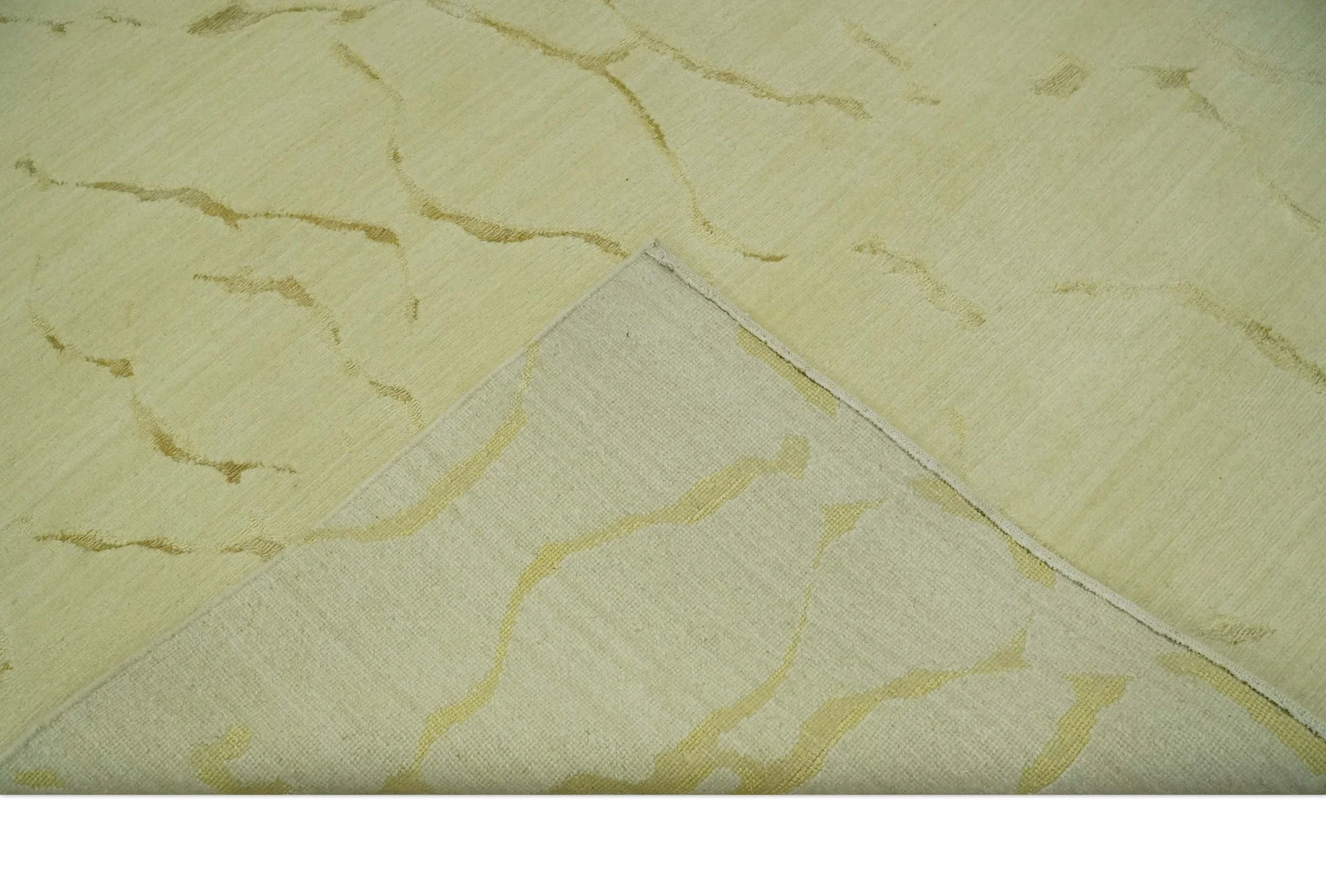 Olive and Gold Modern Abstract Design Hand loom 6x9 wool and Art silk Area Rug - Image 8