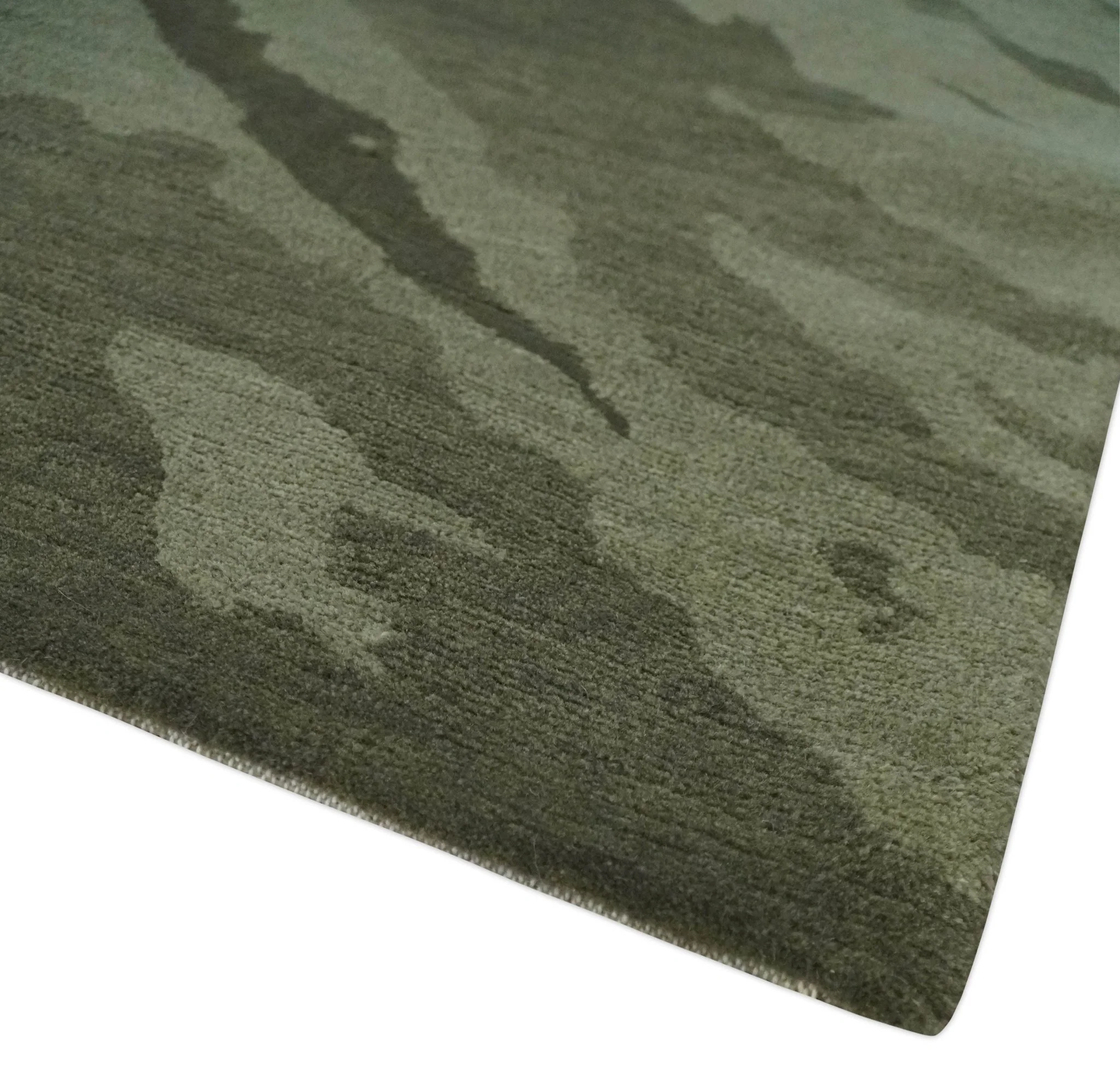 Olive and Green Modern Abstract Hand knotted 5x7 wool and Art silk Area Rug - Image 5