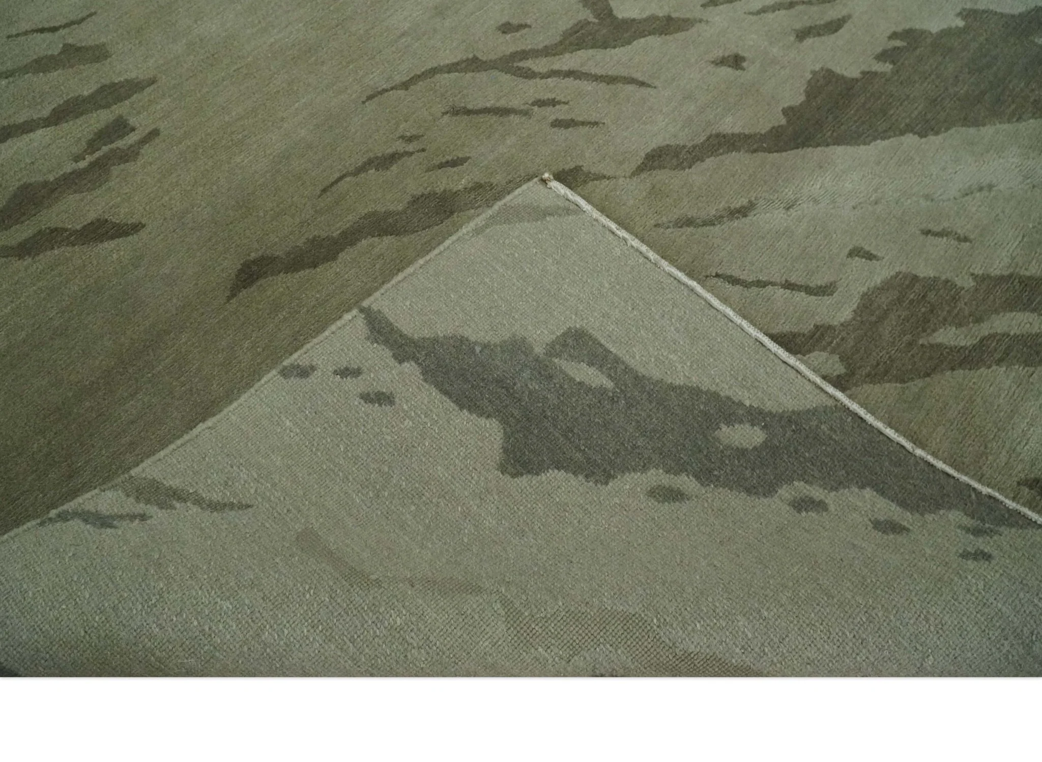 Olive and Green Modern Abstract Hand knotted 5x7 wool and Art silk Area Rug - Image 7