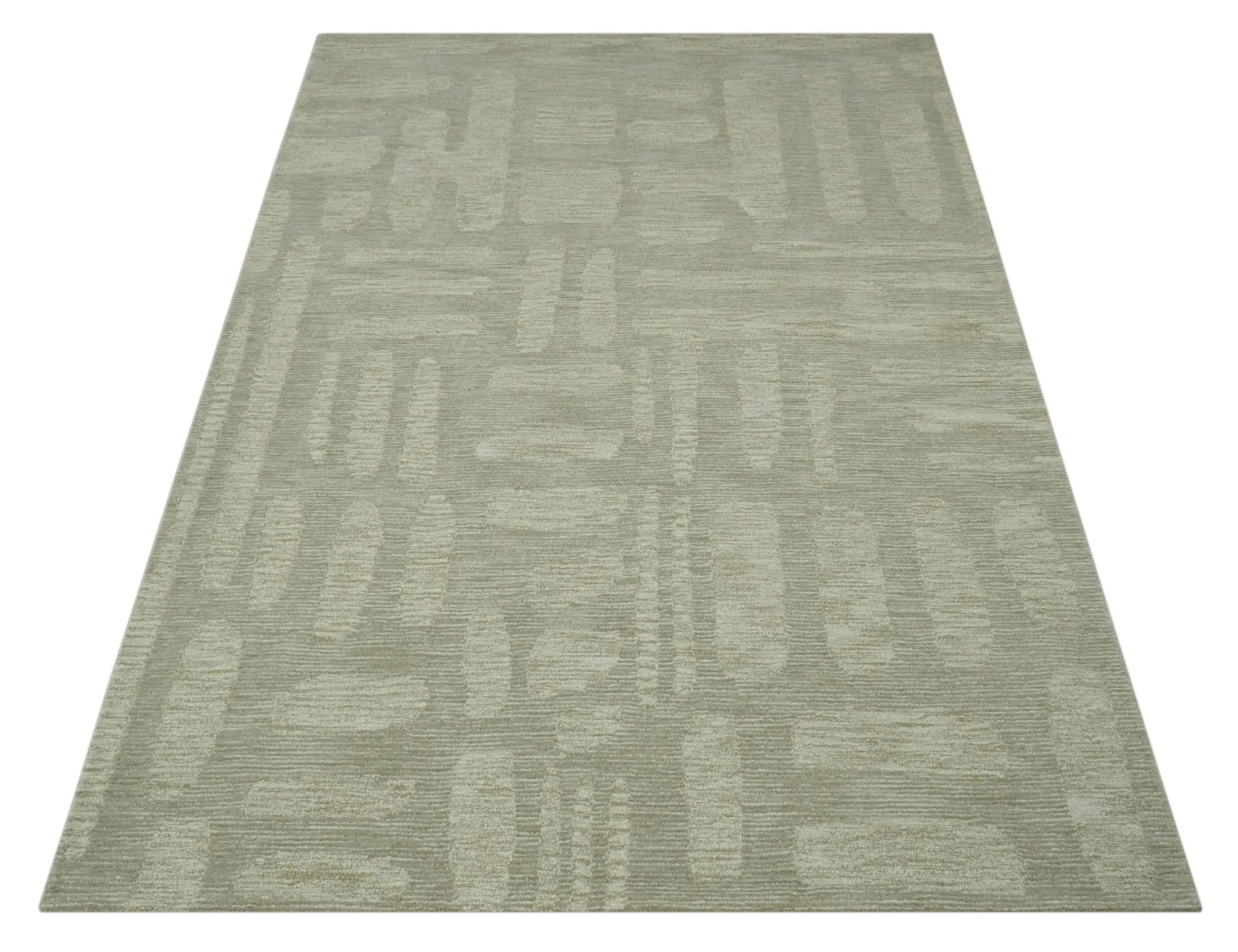 Modern Contemporarry Olive and Ivory Hand Tufted Custom Made wool rug - Image 10