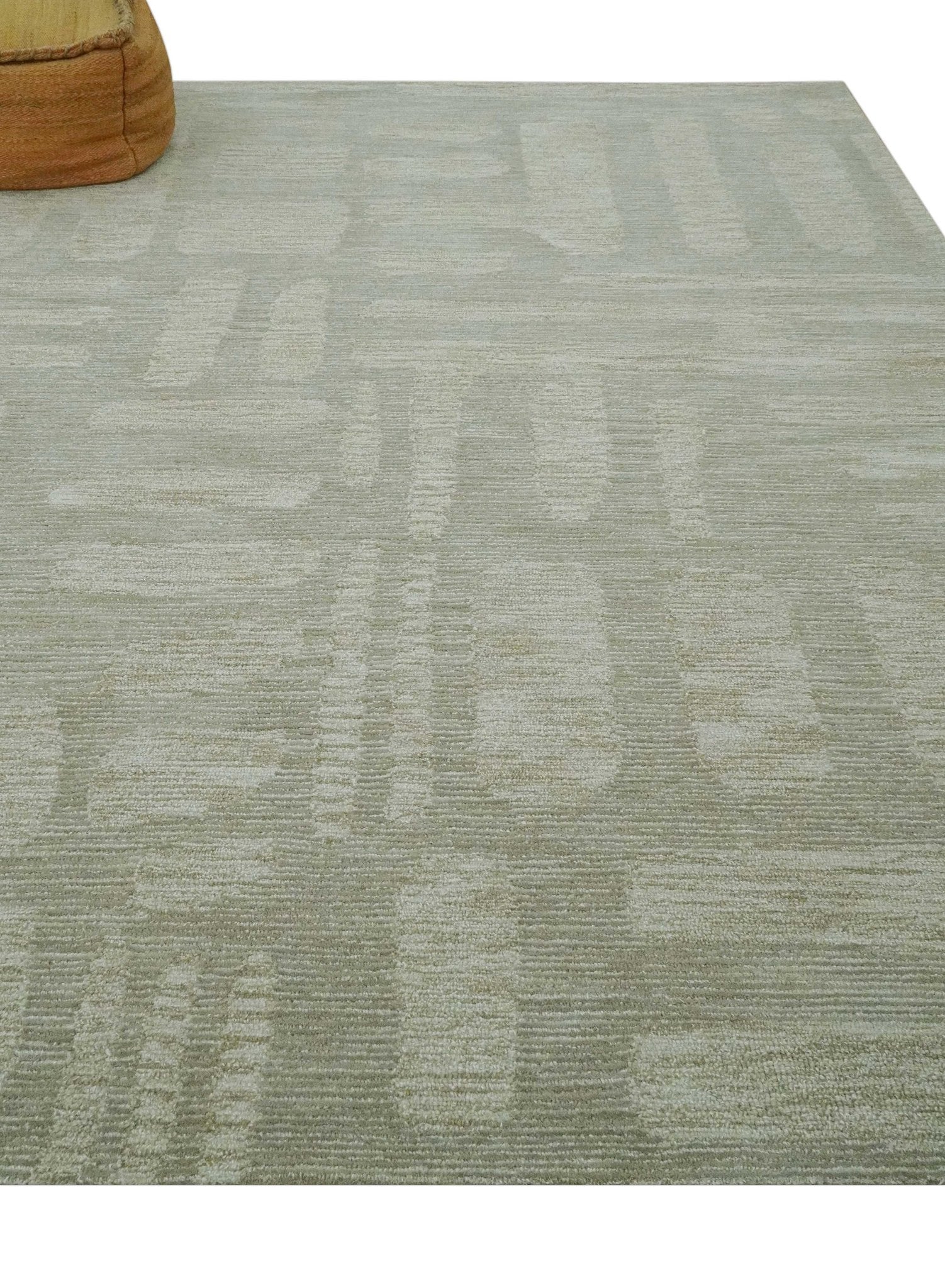 Modern Contemporarry Olive and Ivory Hand Tufted Custom Made wool rug - Image 3