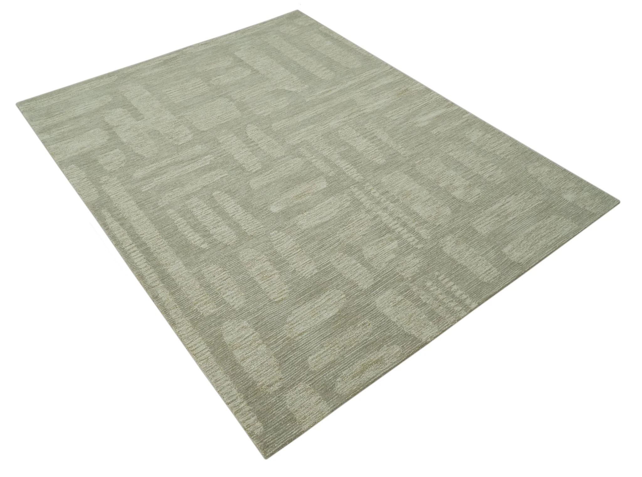 Modern Contemporarry Olive and Ivory Hand Tufted Custom Made wool rug - Image 9