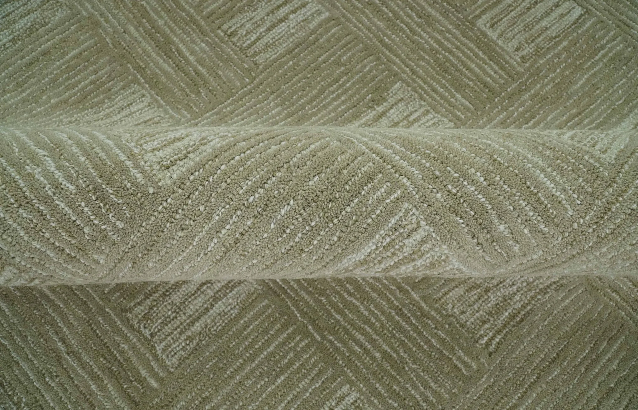 Custom Made Olive and Ivory Modern Geometrical Hand Tufted wool rug - Image 5