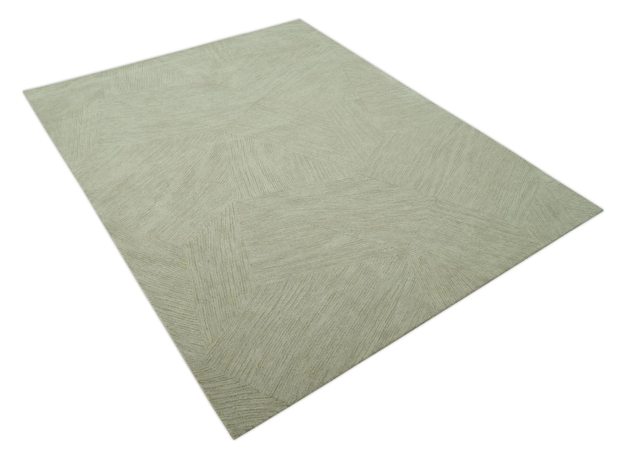 Olive and Ivory Modern Geometrical Stripes Textured Hand Tufted Multi size rug - Image 10
