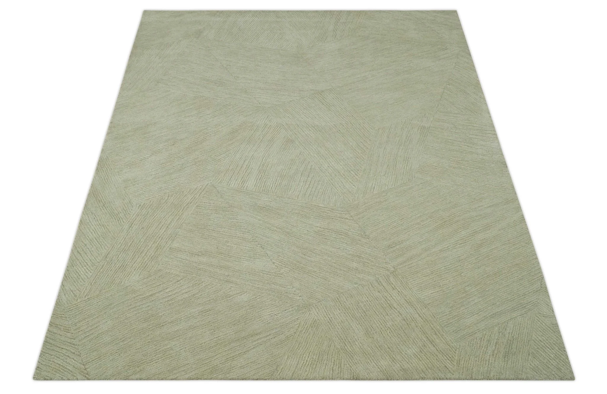 Olive and Ivory Modern Geometrical Stripes Textured Hand Tufted Multi size rug - Image 11