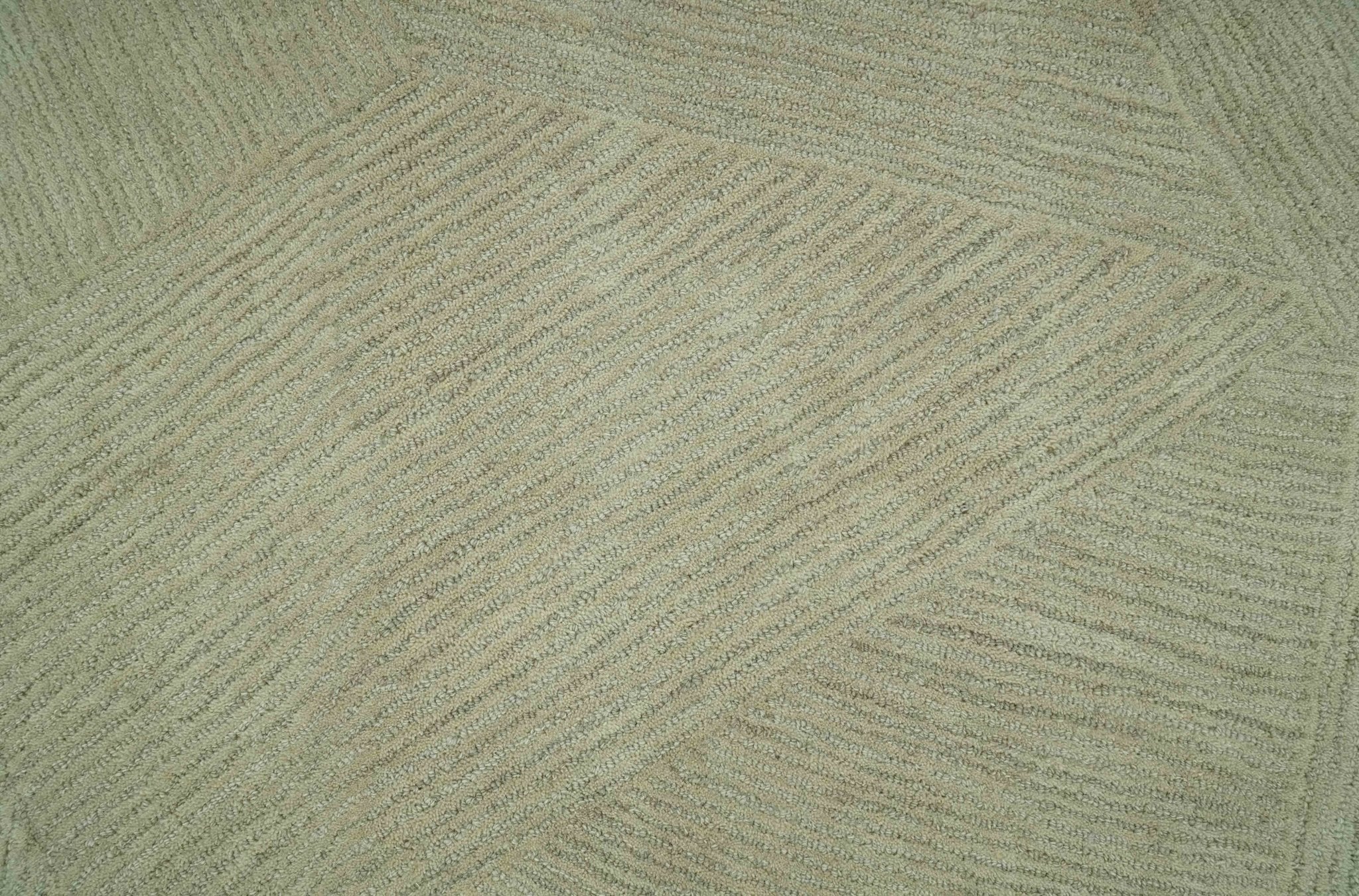 Olive and Ivory Modern Geometrical Stripes Textured Hand Tufted Multi size rug - Image 4