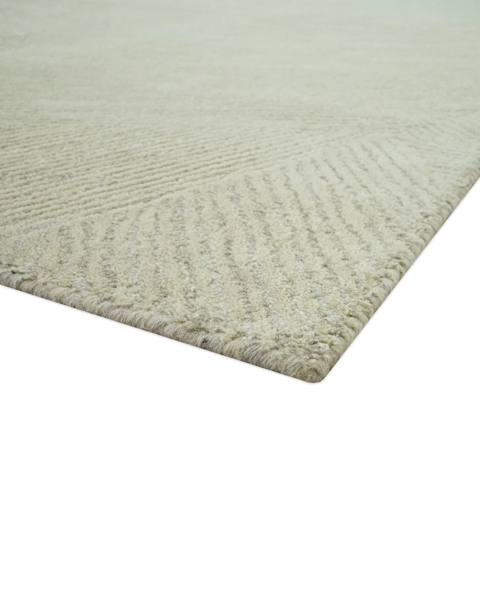 Olive and Ivory Modern Geometrical Stripes Textured Hand Tufted Multi size rug - Image 5
