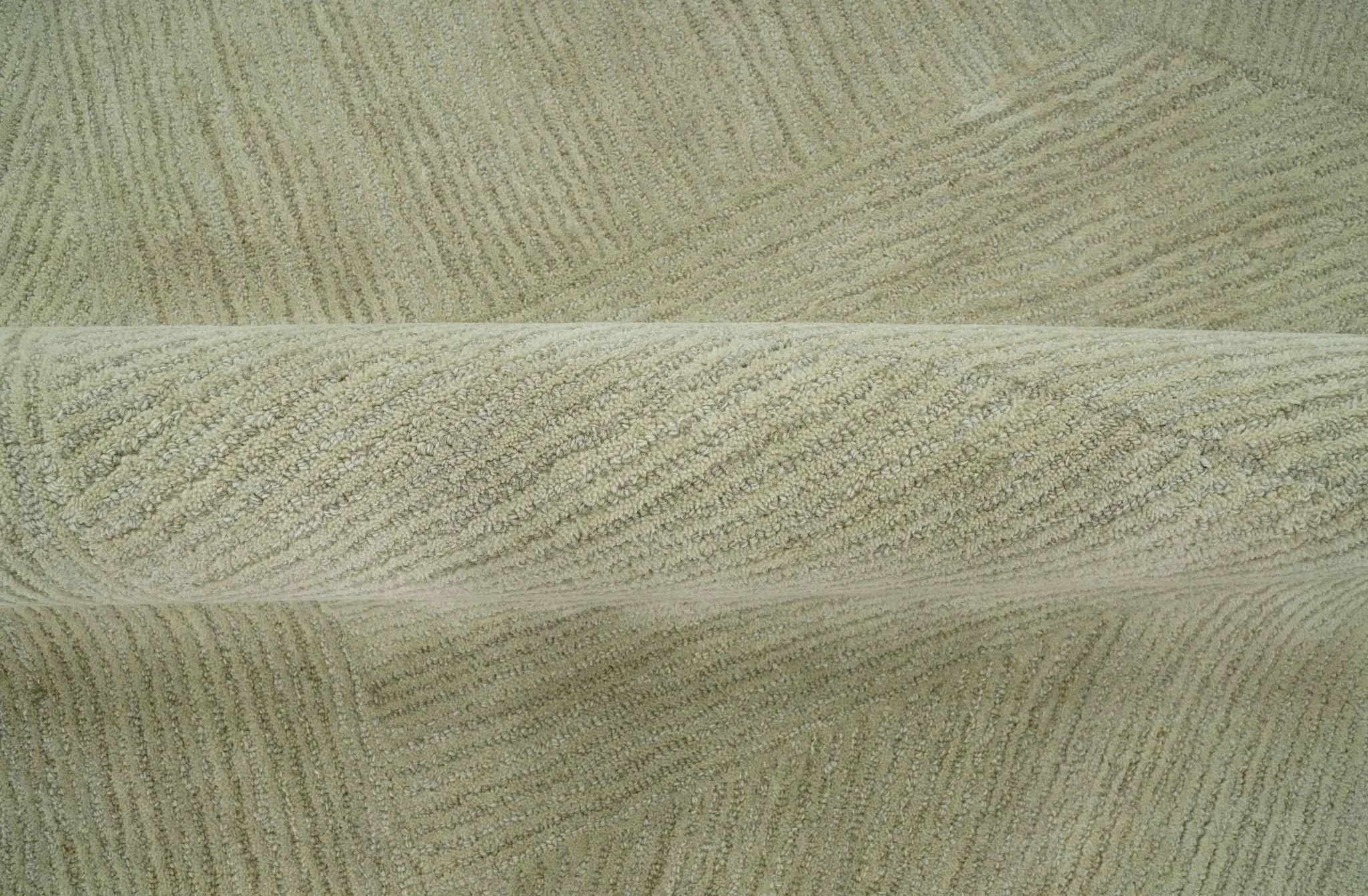 Olive and Ivory Modern Geometrical Stripes Textured Hand Tufted Multi size rug - Image 6