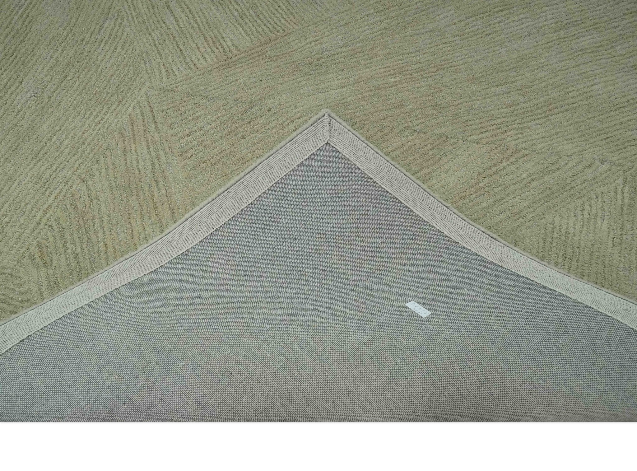 Olive and Ivory Modern Geometrical Stripes Textured Hand Tufted Multi size rug - Image 8