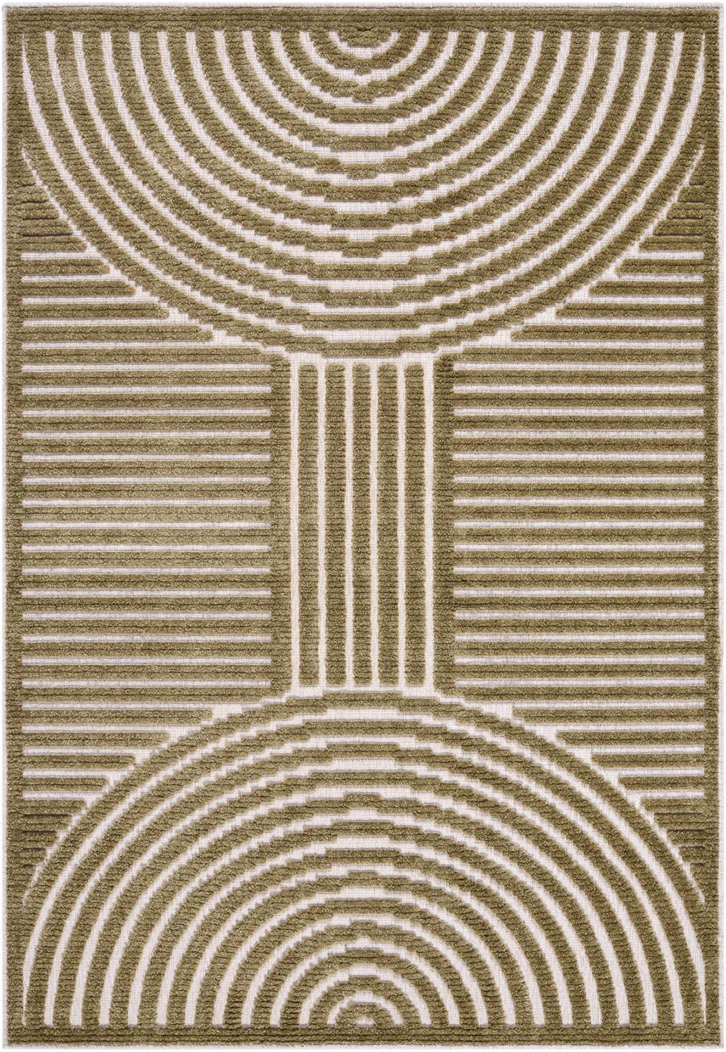Olive And White Contemporary Style Washable Area Rug - Image 2
