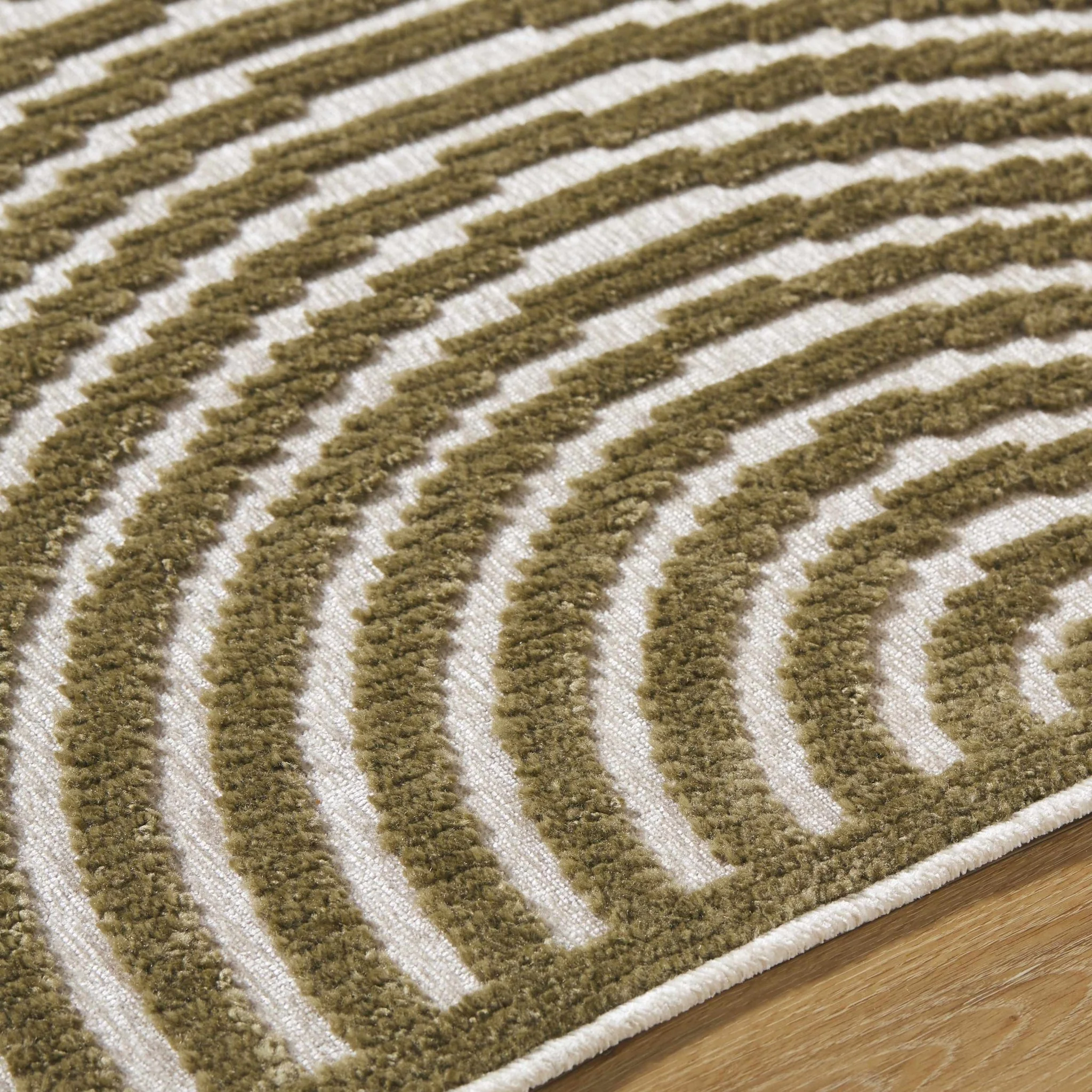 Olive And White Contemporary Style Washable Area Rug - Image 7