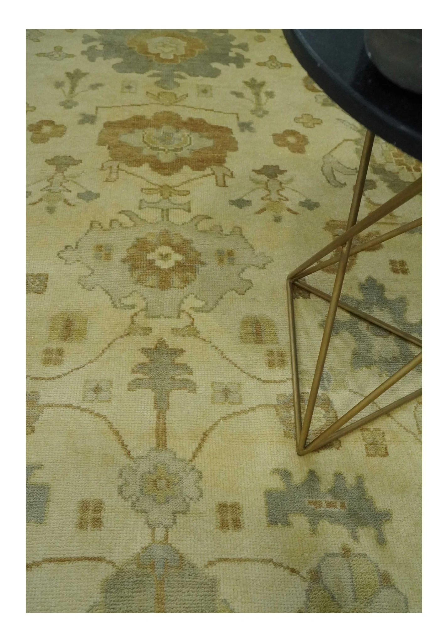 Olive, Beige and Gray Hand Knotted Traditional Oushak 8x10 wool Area Rug - Image 2
