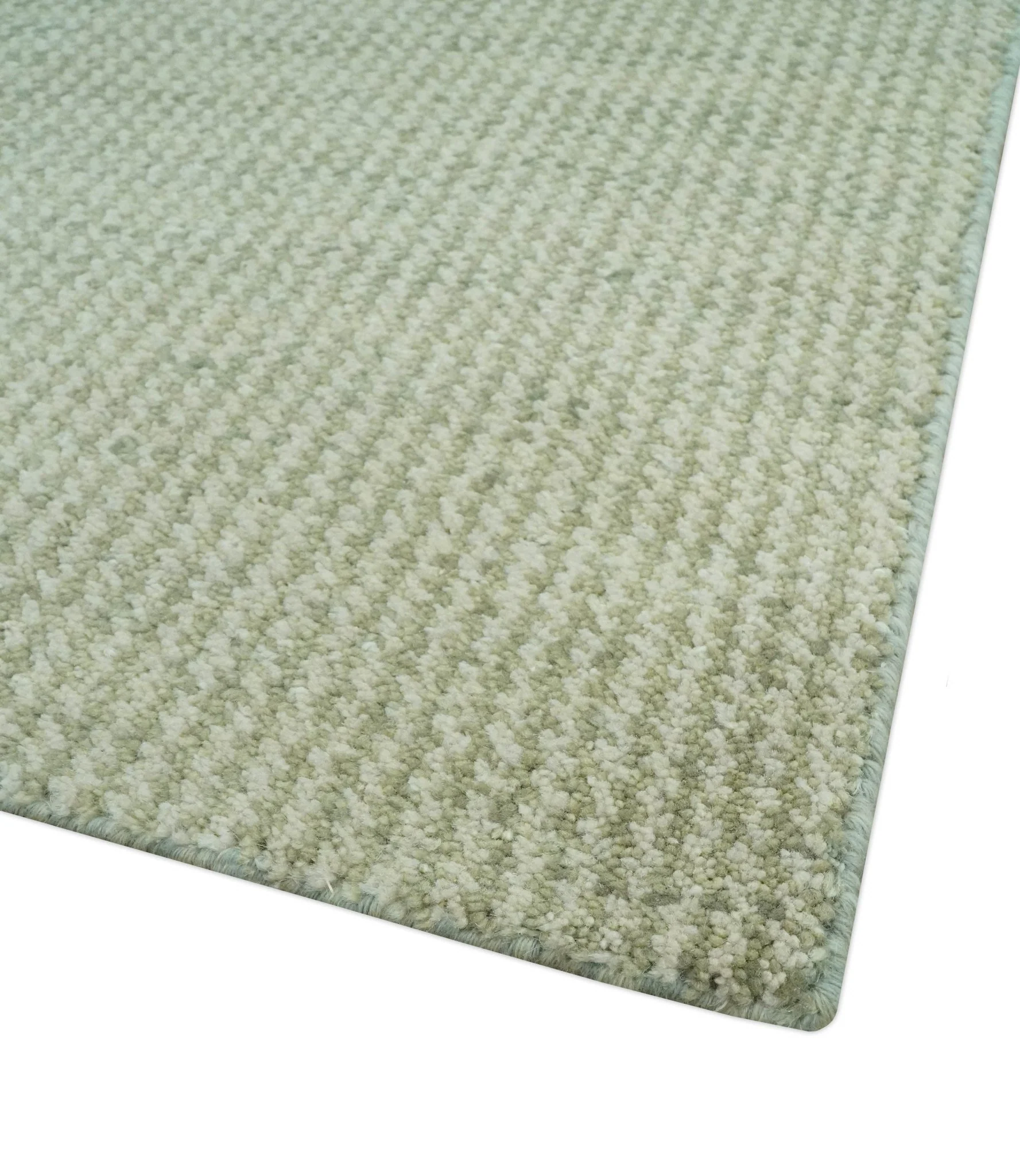 Modern Contemporary Olive, Beige and Ivory Stripes Design Custom Made wool area Rug - Image 3