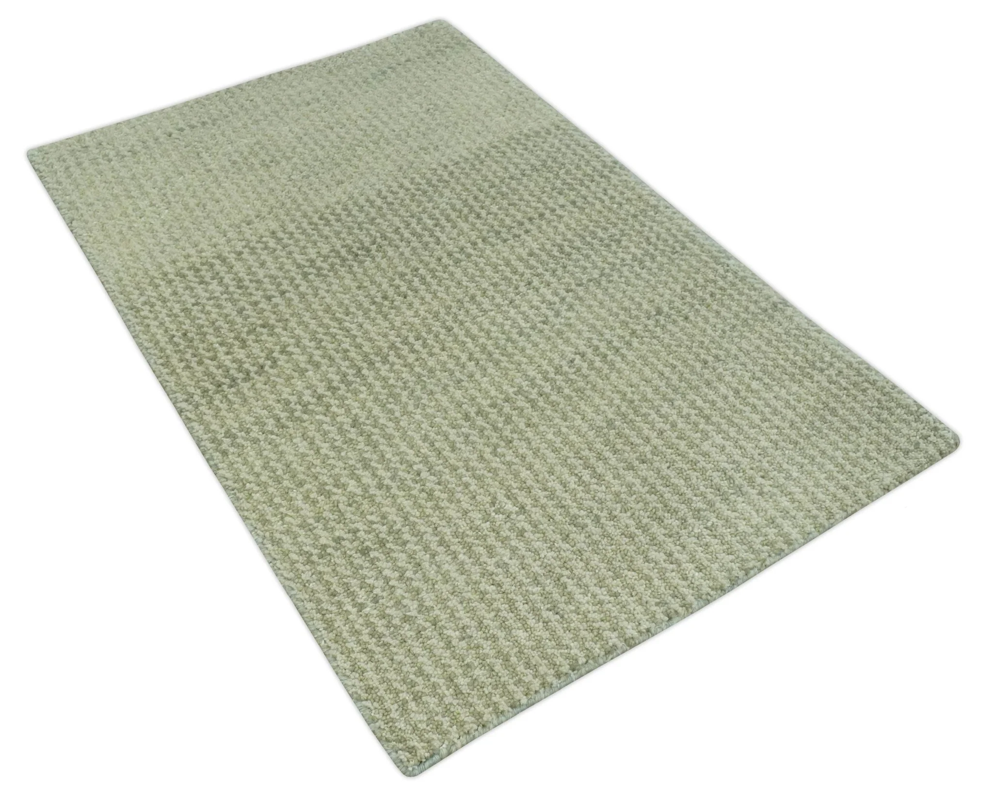 Modern Contemporary Olive, Beige and Ivory Stripes Design Custom Made wool area Rug - Image 5