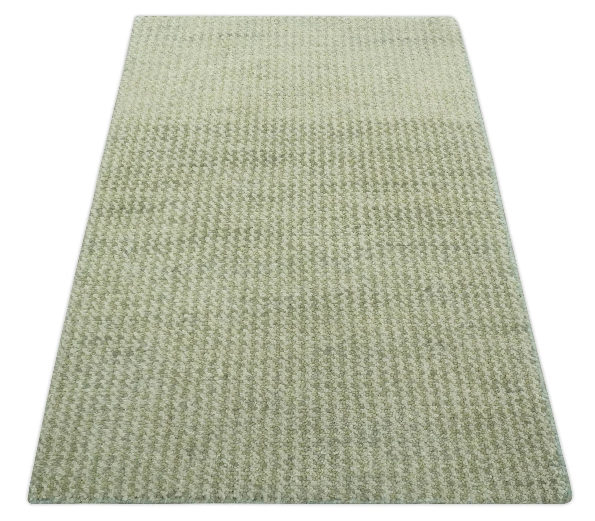 Modern Contemporary Olive, Beige and Ivory Stripes Design Custom Made wool area Rug - Image 6