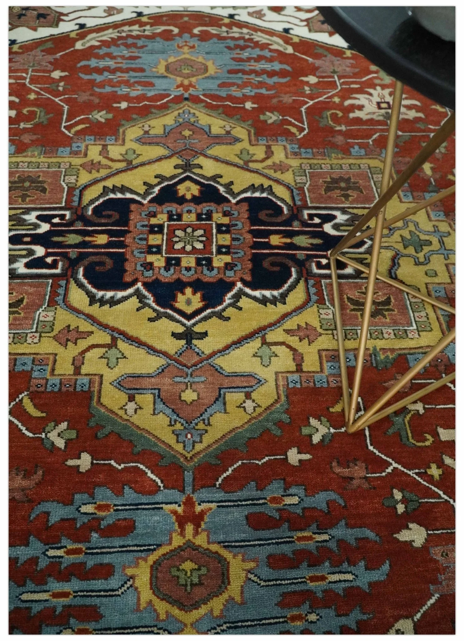 Fine Olive, Brown and Blue Traditional Floral Hand knotted look 8x10 wool Area Rug - Image 2