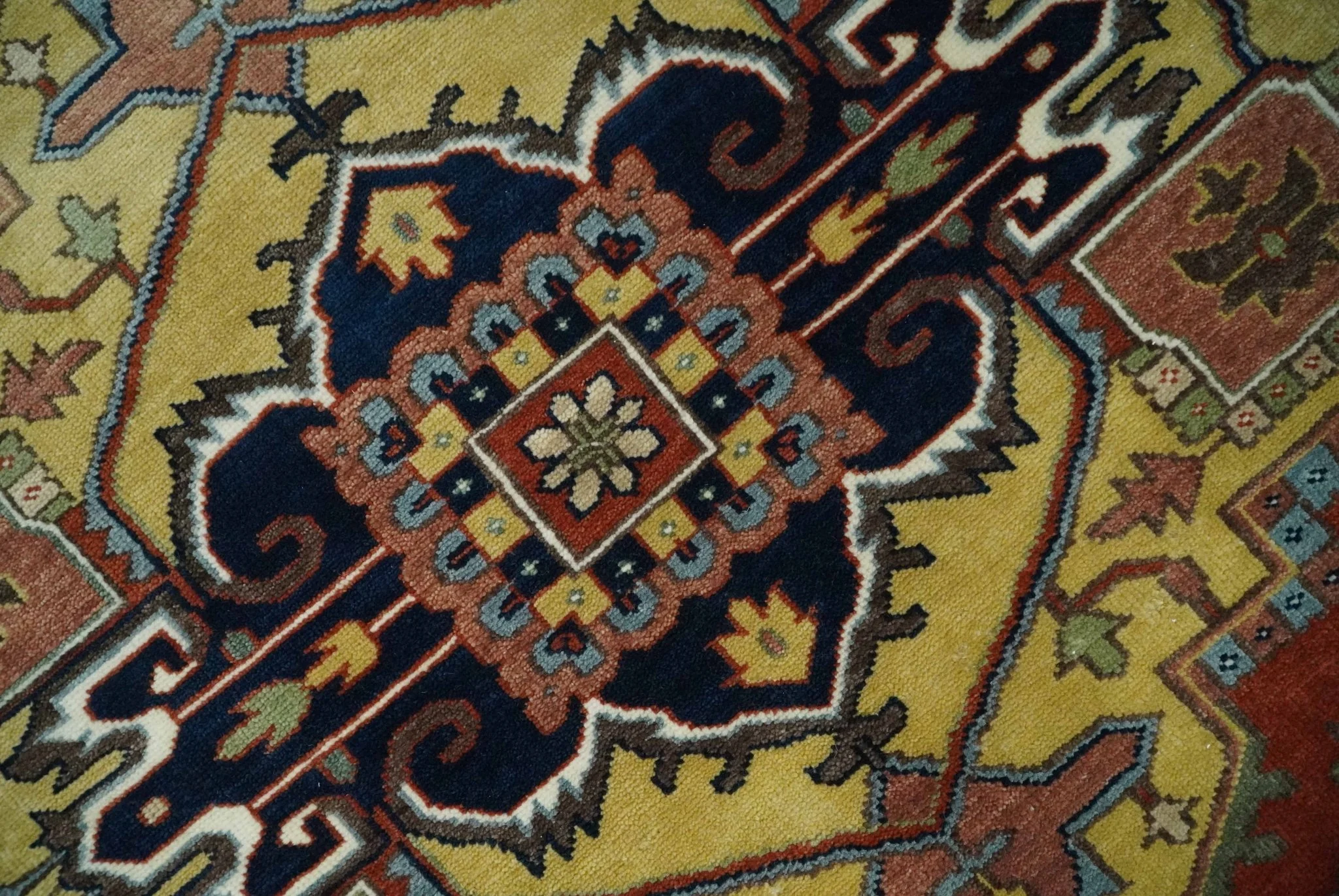 Fine Olive, Brown and Blue Traditional Floral Hand knotted look 8x10 wool Area Rug - Image 4