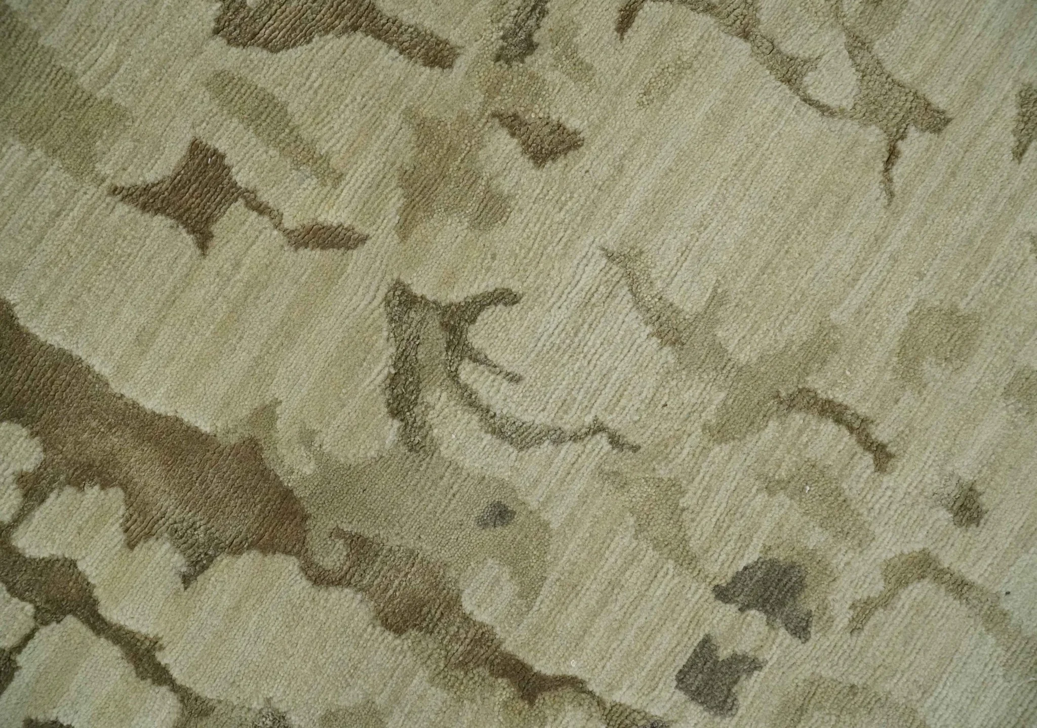 Olive, Brown and Charcoal Hand knotted 4x6 Abstract Wool and Art Silk Area Rug - Image 7