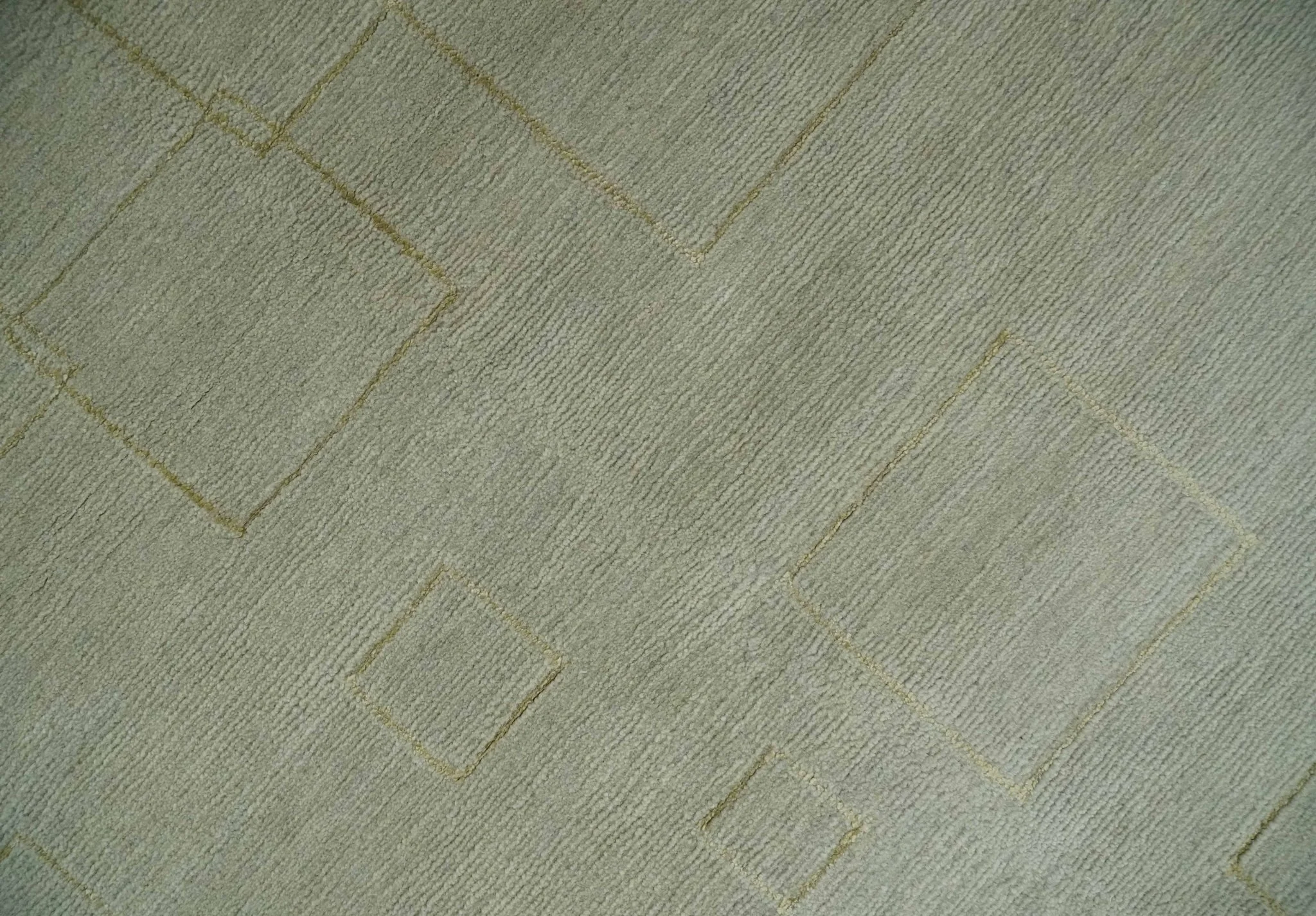 Olive Hand Knotted 5.6x8 Modern Geometric Wool and Silk Area Rug - Image 5