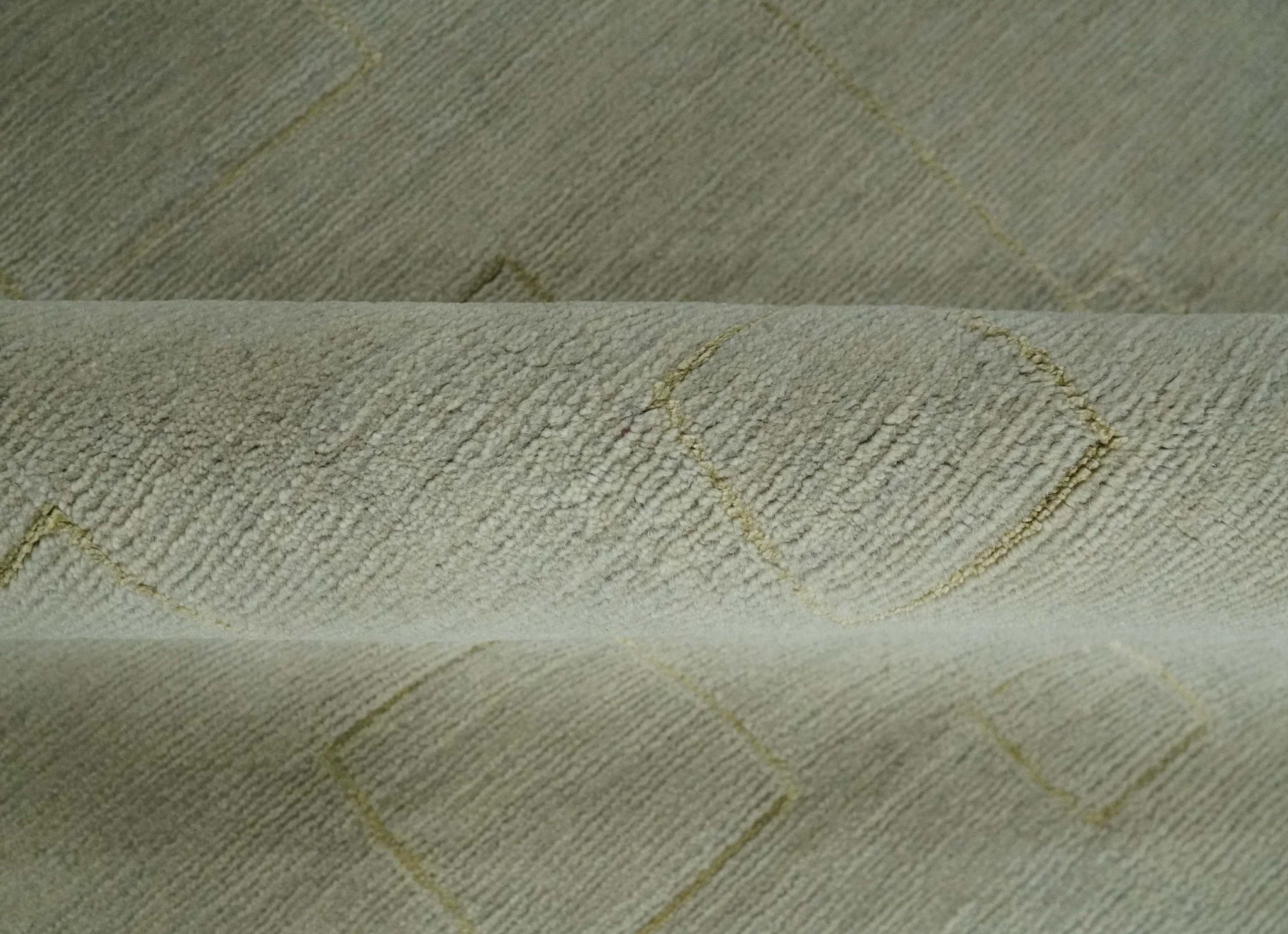 Olive Hand Knotted 5.6x8 Modern Geometric Wool and Silk Area Rug - Image 7