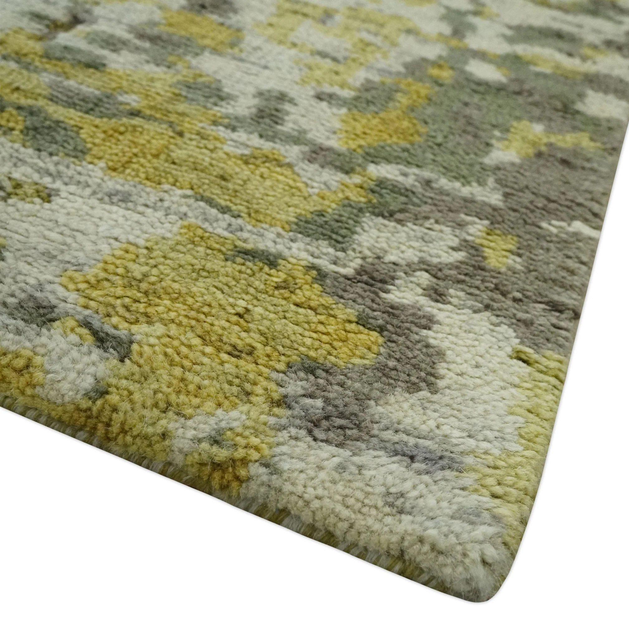Olive, Ivory and Gray Modern abstract Hand Knotted 5x8 wool Area Rug - Image 5
