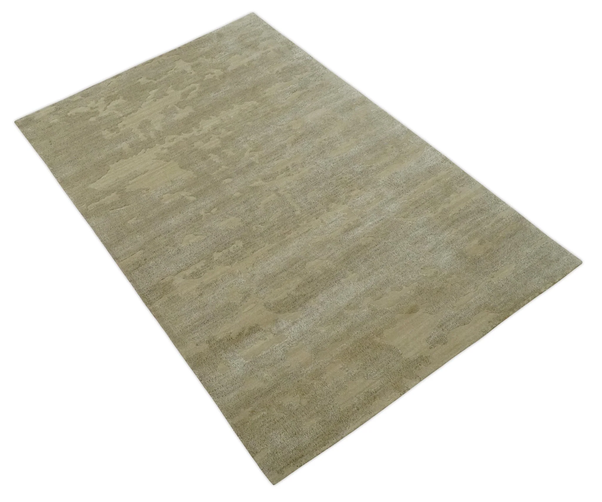 Olive Hand knotted Modern Carved Texture 4x6 Wool and art Silk Area Rug - Image 10