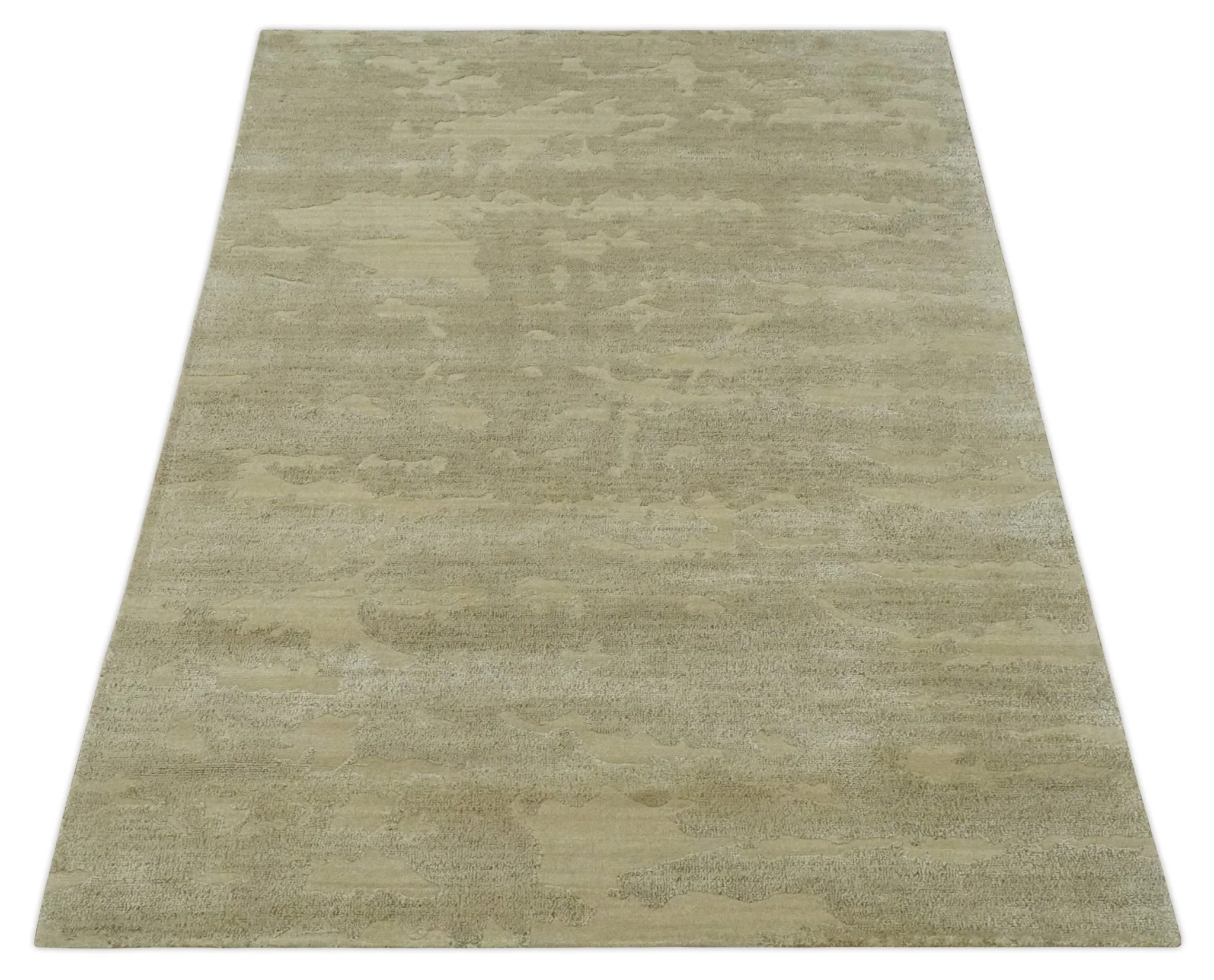 Olive Hand knotted Modern Carved Texture 4x6 Wool and art Silk Area Rug - Image 11