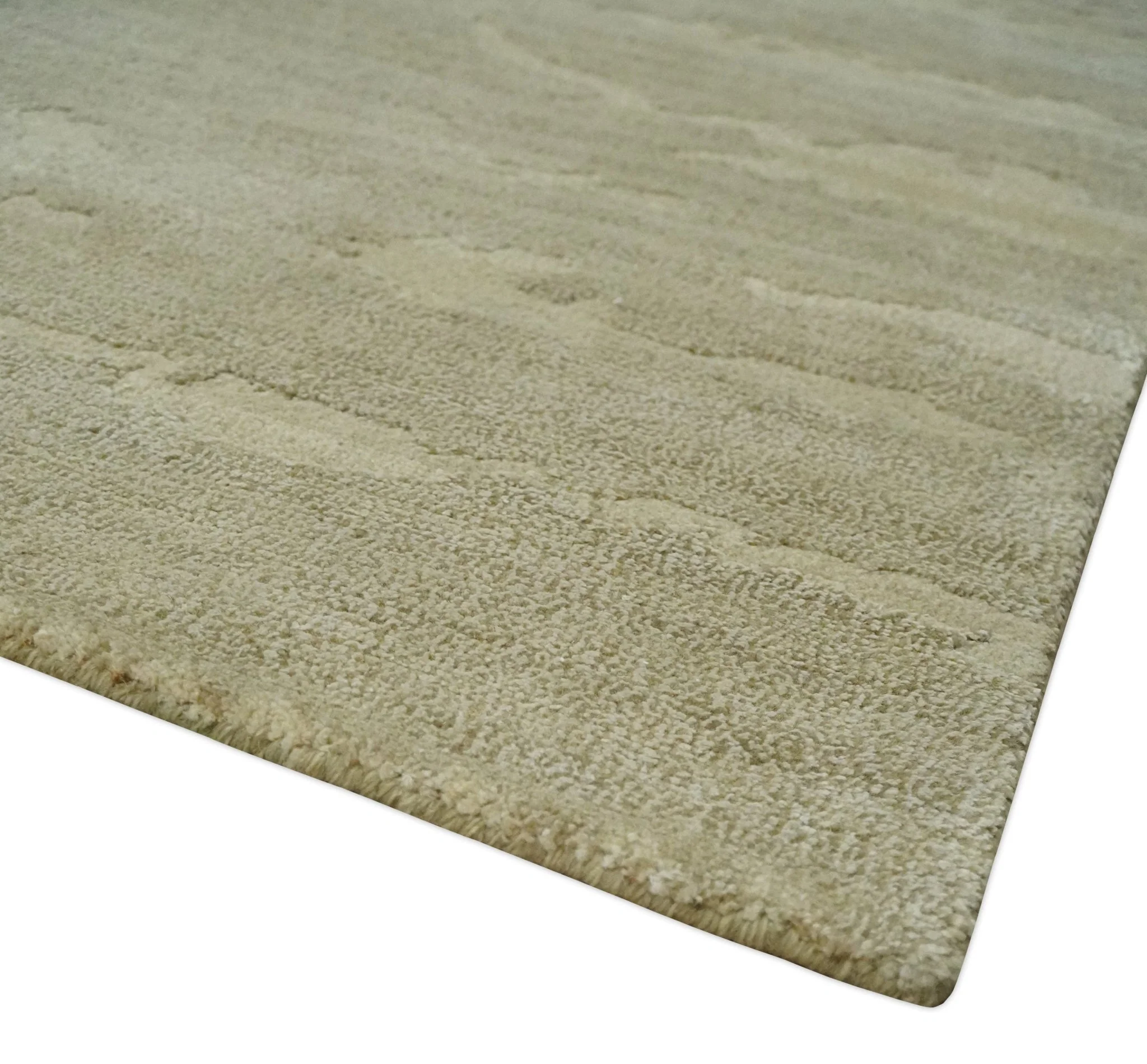Olive Hand knotted Modern Carved Texture 4x6 Wool and art Silk Area Rug - Image 6