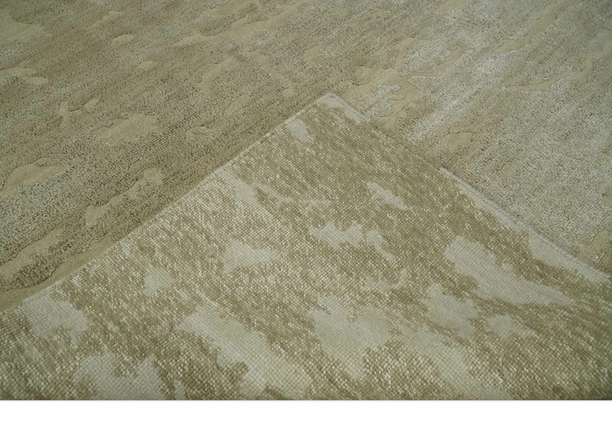 Olive Hand knotted Modern Carved Texture 4x6 Wool and art Silk Area Rug - Image 7