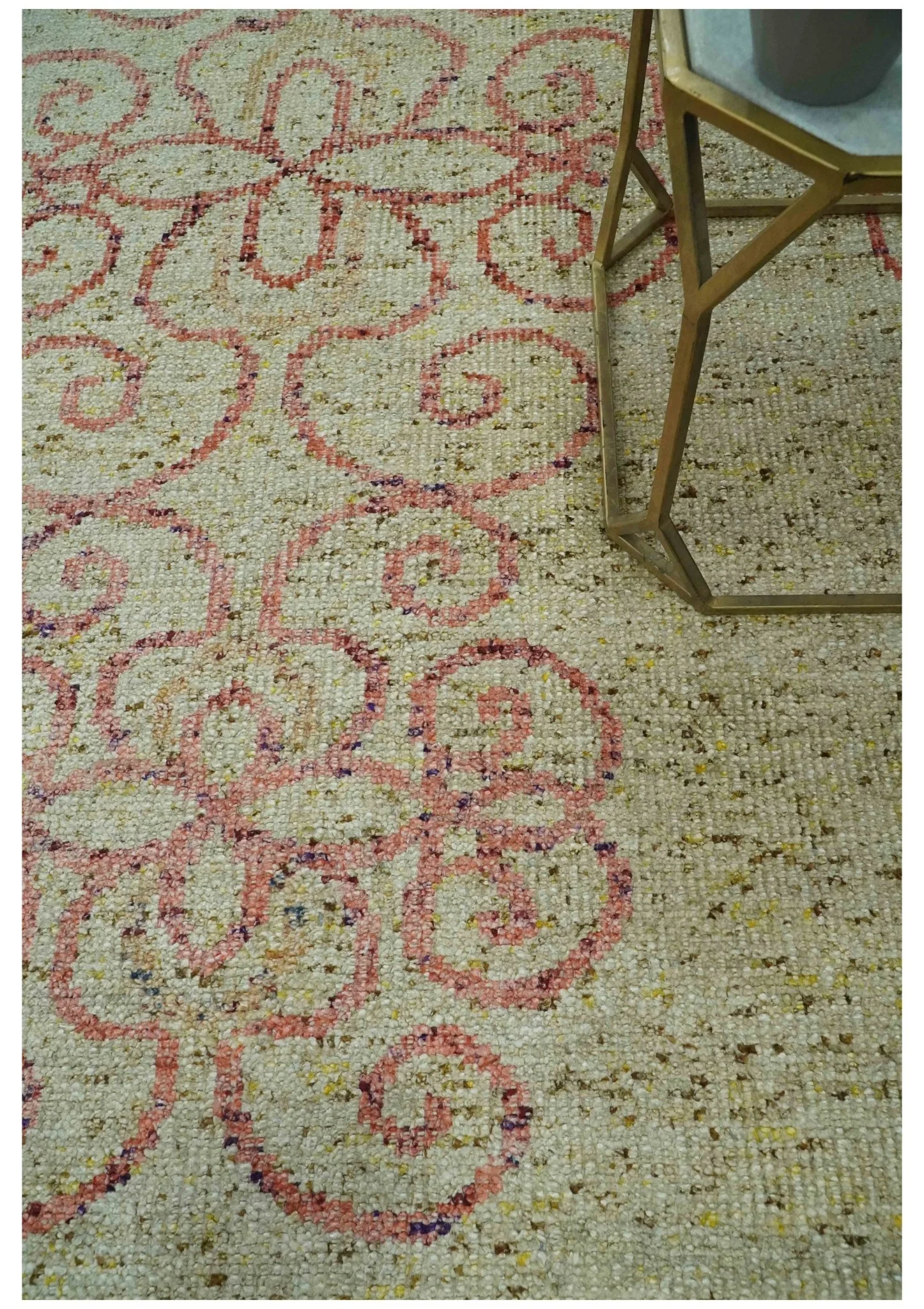 5x8 Olive, Silver and dark Peach Hand Knotted Traditional Floral wool area Rug - Image 2