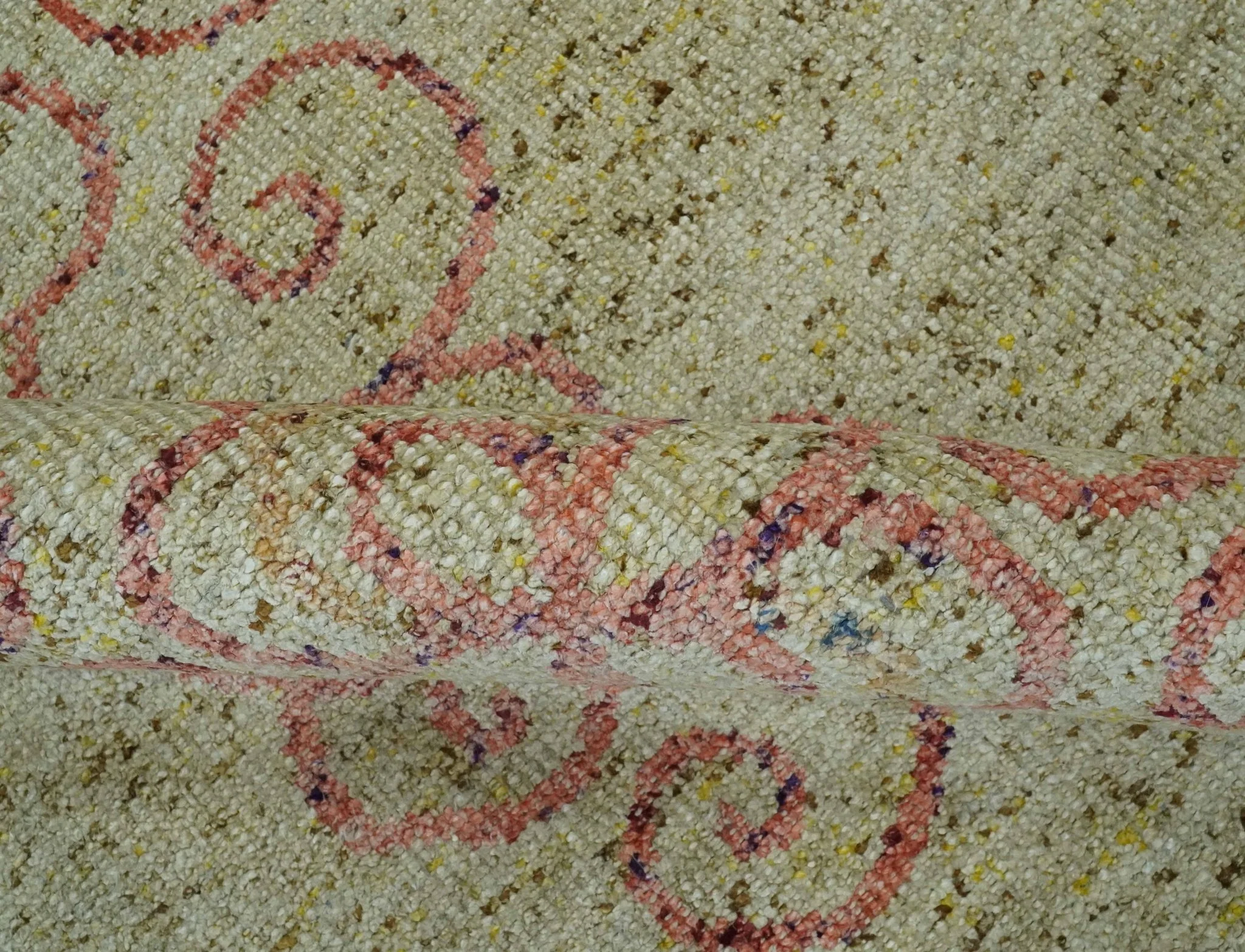 5x8 Olive, Silver and dark Peach Hand Knotted Traditional Floral wool area Rug - Image 7