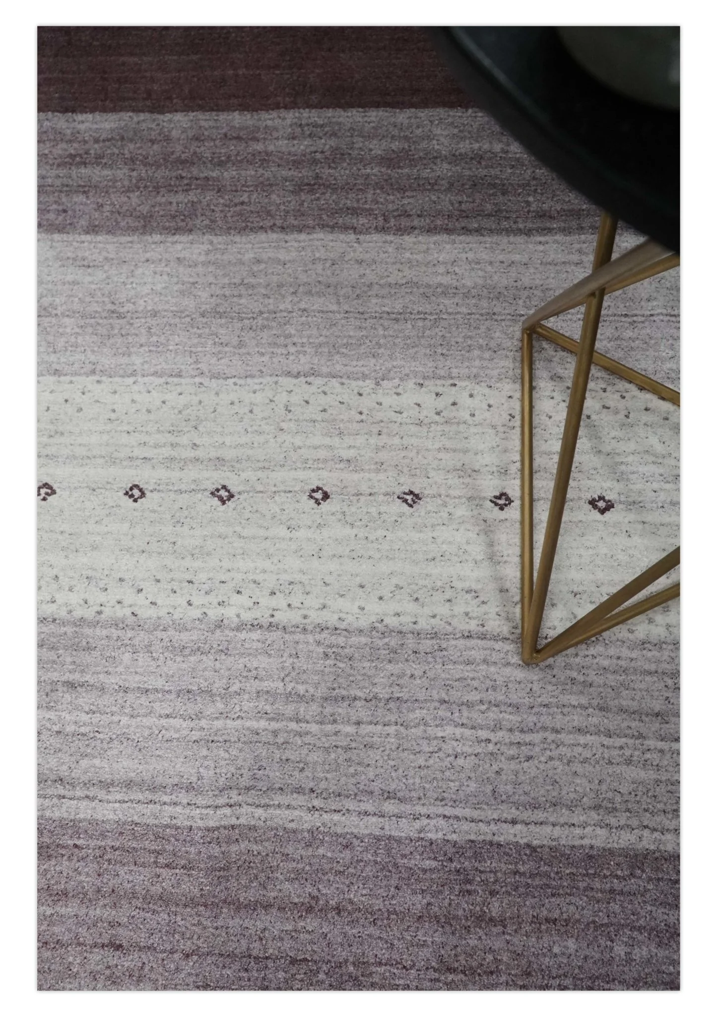 Ombre Purple and Ivory 5x7 Striped Wool and Bamboo Silk Hand Knotted Southwestern Gabbeh Rug | HL28 - Image 2