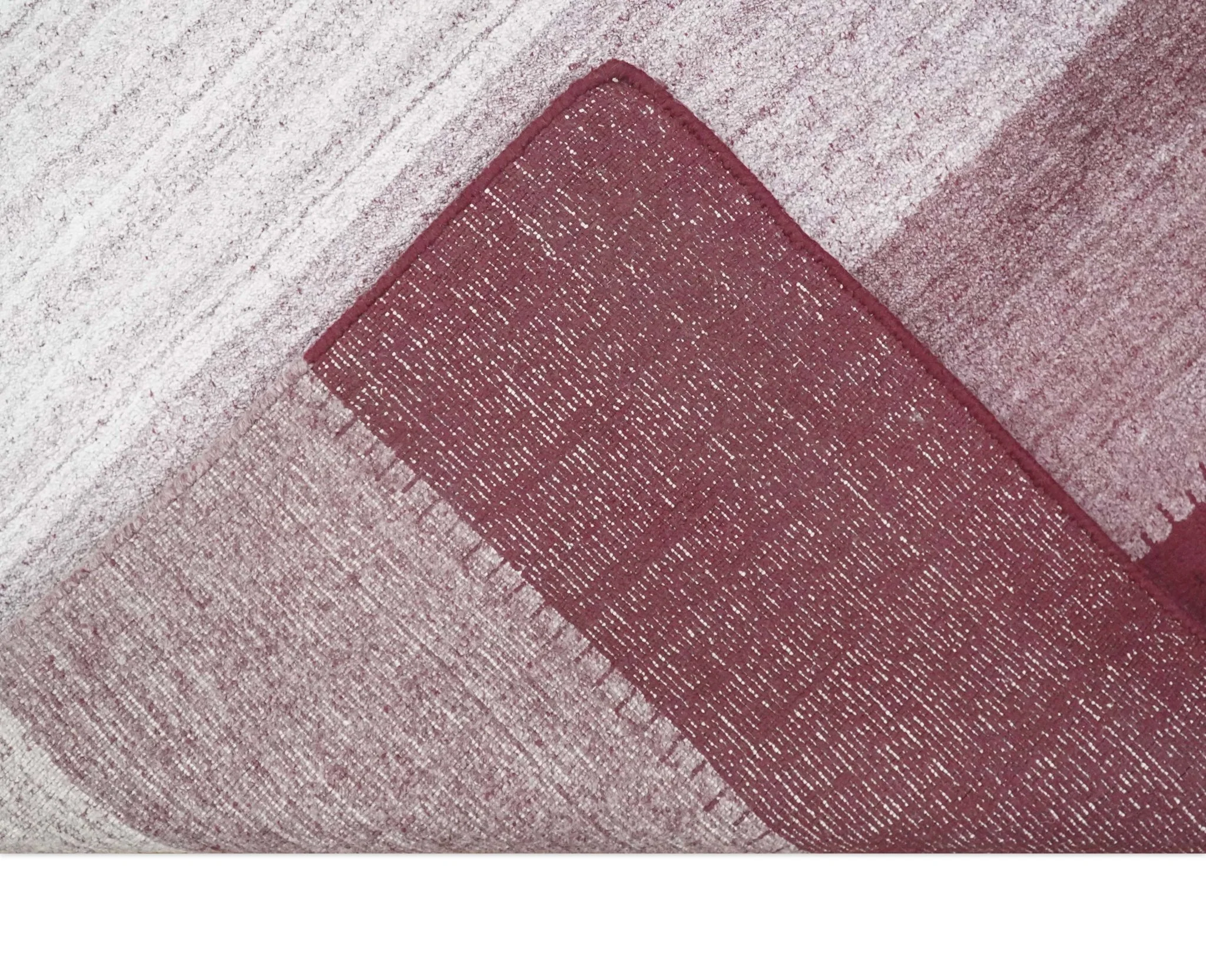 Ombre Purple and Ivory 5x7 Striped Wool and Bamboo Silk Hand Knotted Southwestern Gabbeh Rug | HL28 - Image 7