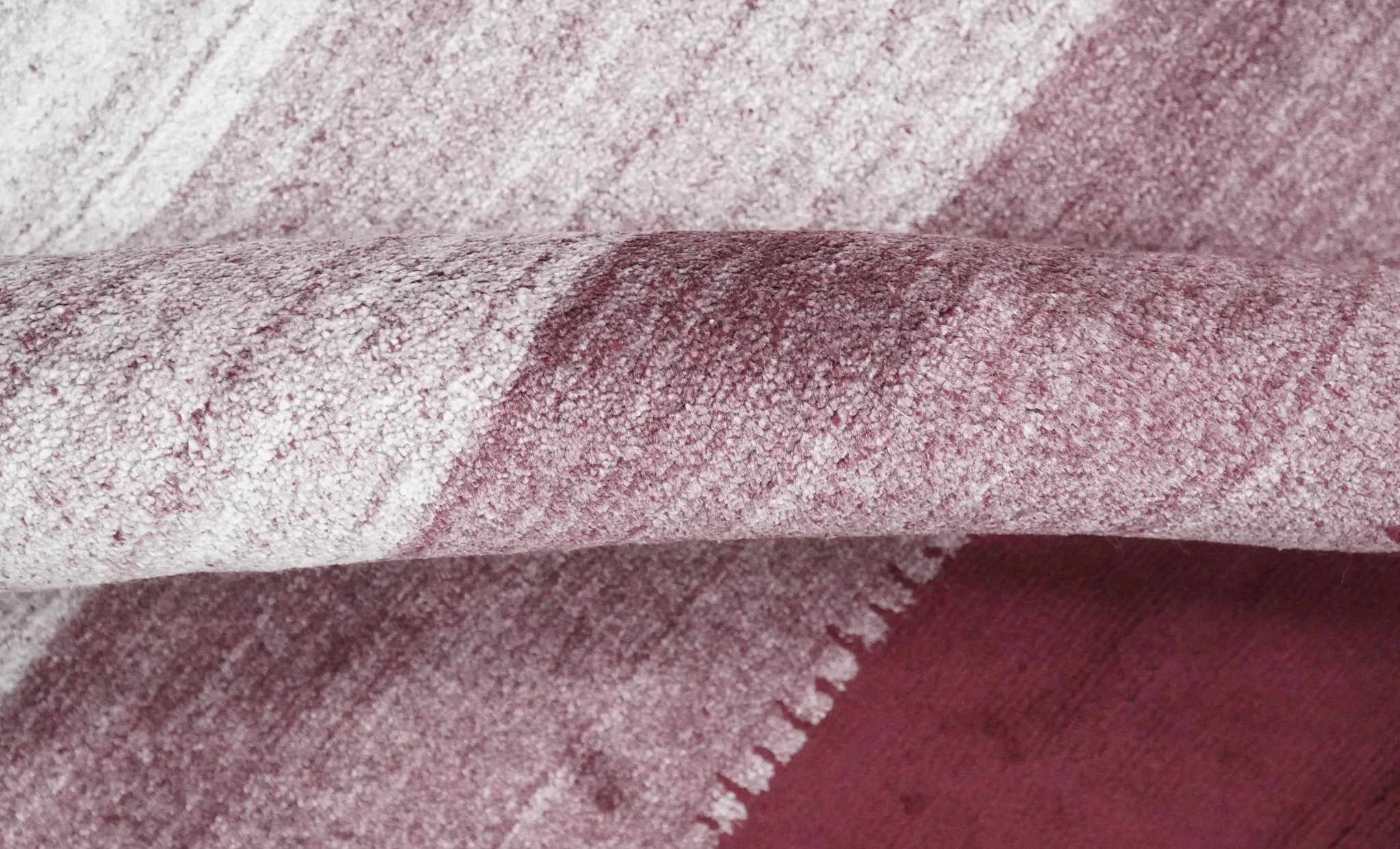 Ombre Purple and Ivory 5x7 Striped Wool and Bamboo Silk Hand Knotted Southwestern Gabbeh Rug | HL28 - Image 8