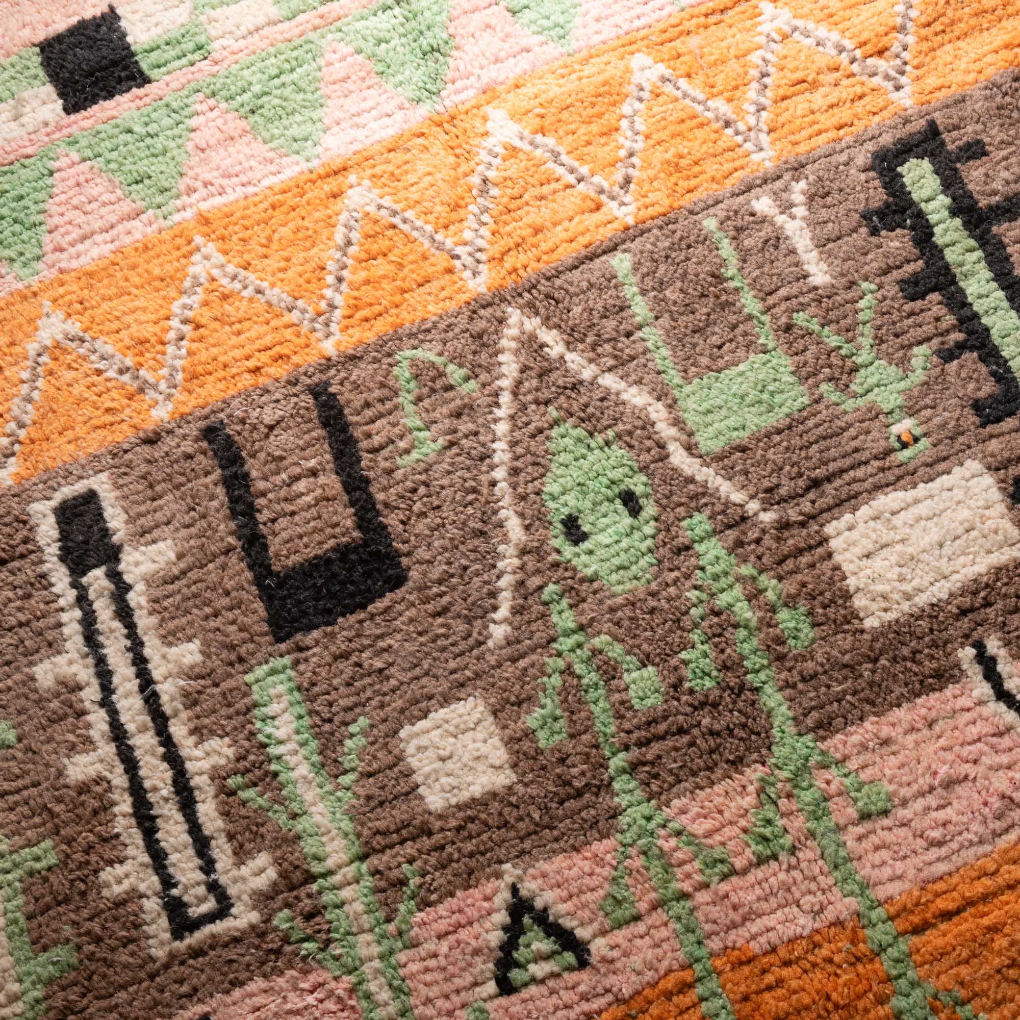 Orange And Peach Hand Knotted Contemporary Moroccan 5.6x8.9 Wool Rug - Image 3