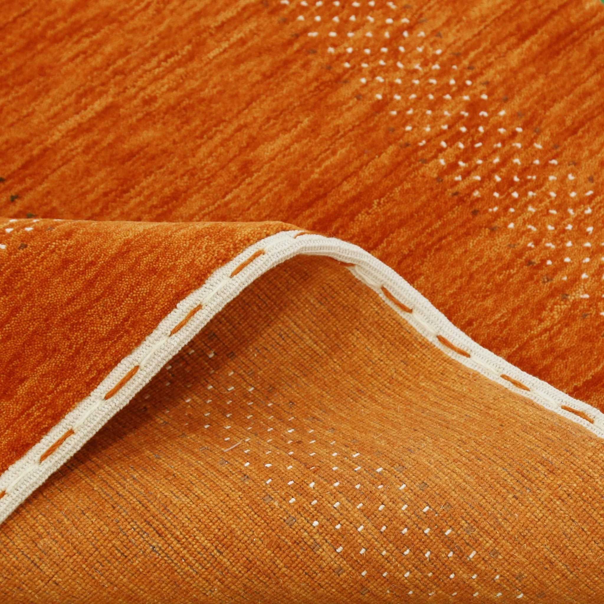 Orange And White Modern Design Hand Loomed Wool Area Rug - Image 10