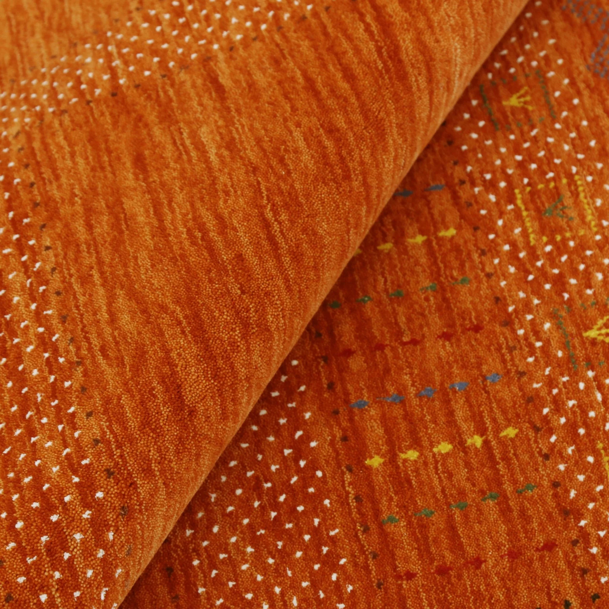Orange And White Modern Design Hand Loomed Wool Area Rug - Image 11