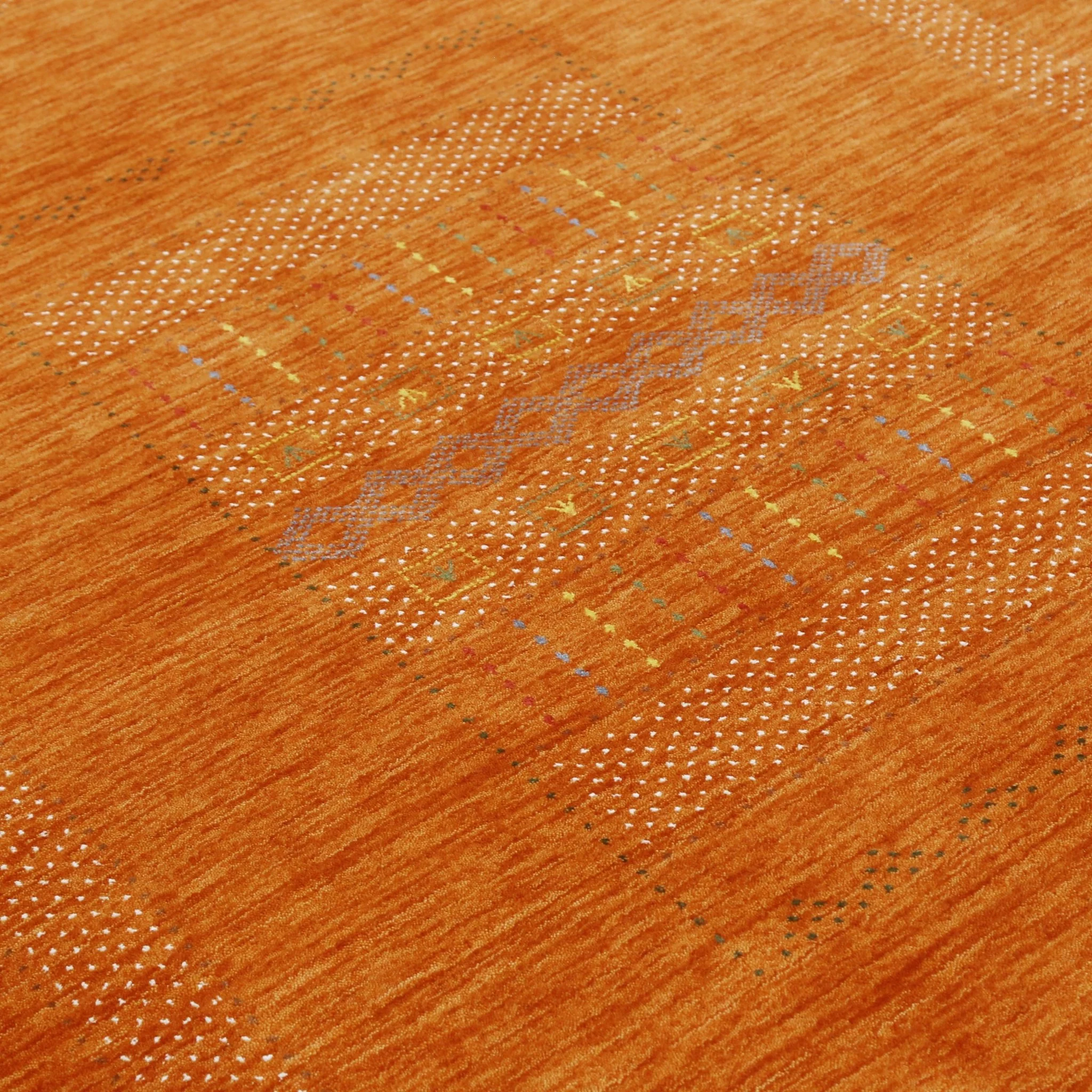 Orange And White Modern Design Hand Loomed Wool Area Rug - Image 12