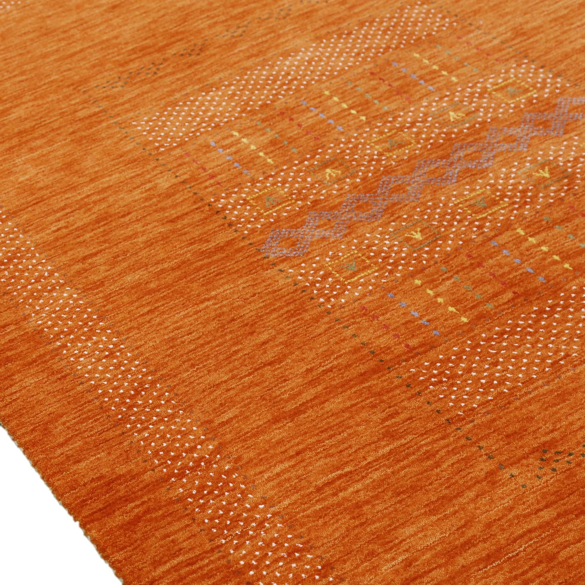 Orange And White Modern Design Hand Loomed Wool Area Rug - Image 6