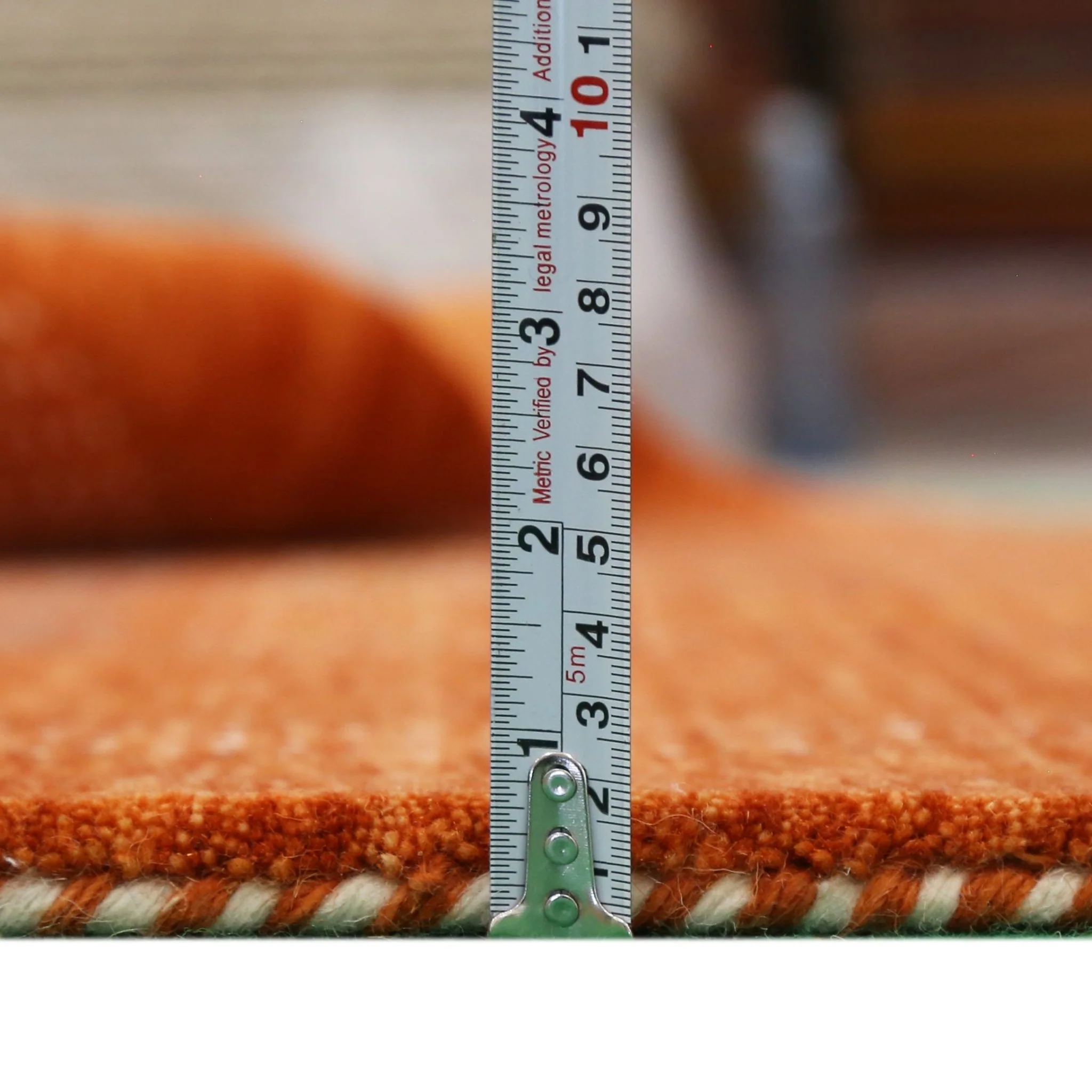Orange And White Modern Design Hand Loomed Wool Area Rug - Image 9
