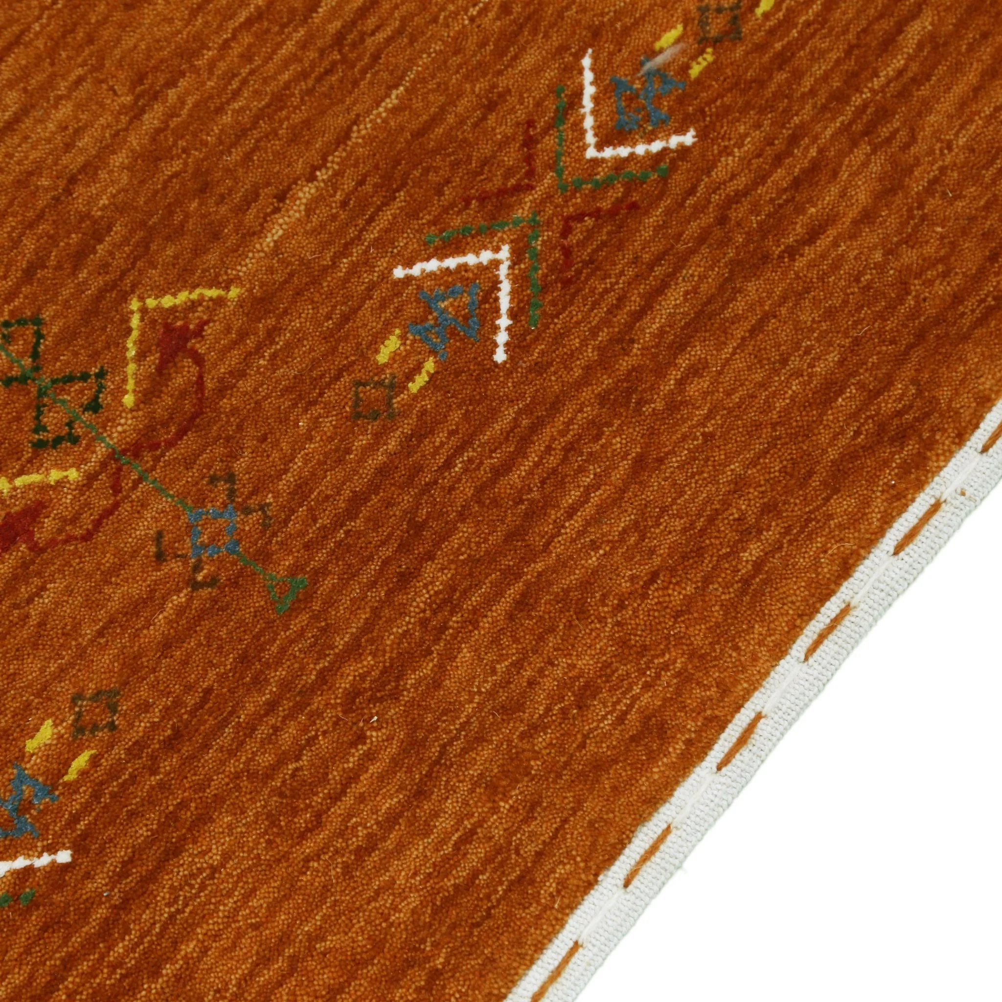 Orange Center Pattern Hand Loomed Wool Area Rug - Image 11