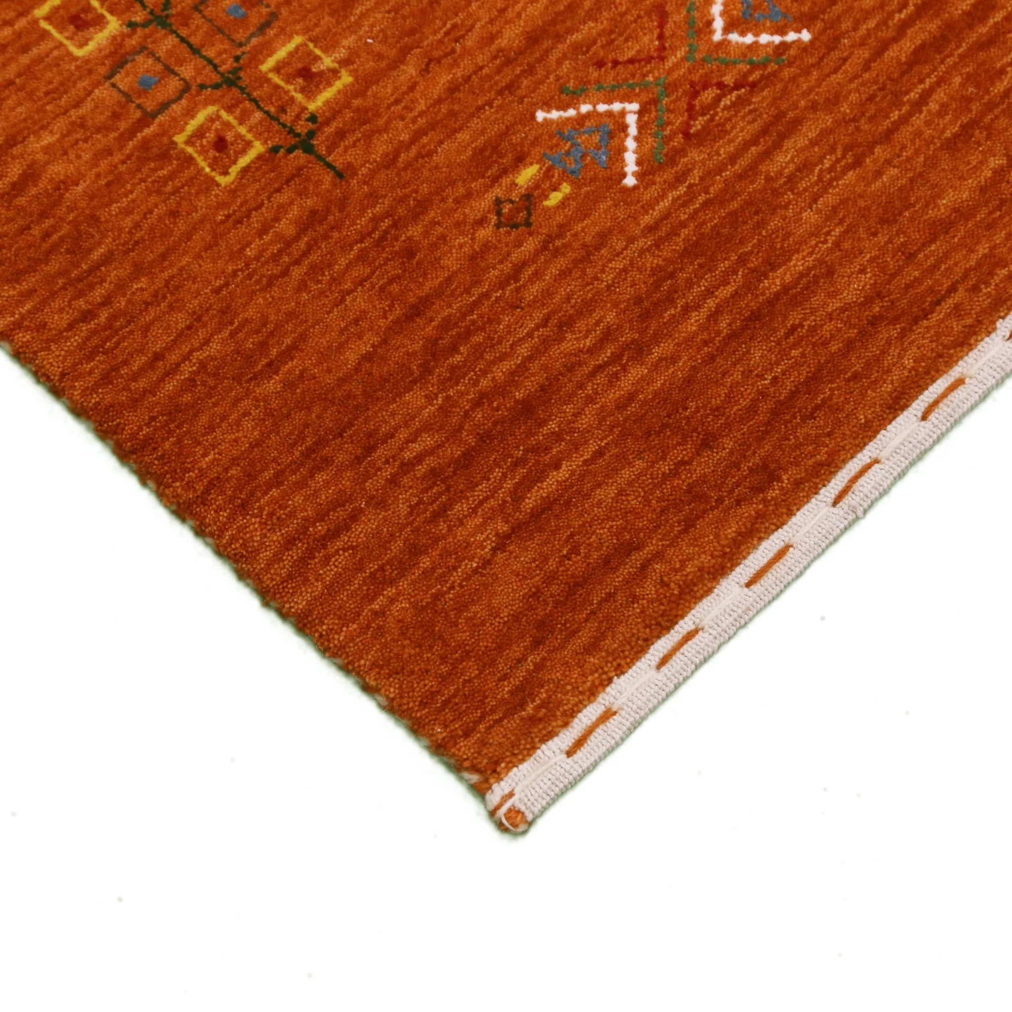 Orange Center Pattern Hand Loomed Wool Area Rug - Image 9